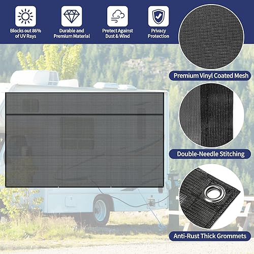 Miniatura 2 de NAIMORUI Pantalla para toldo de autocaravana con cremallera, pantalla frontal de toldo de autocaravana de 9 x 15 pies x 3 pies, malla negra,