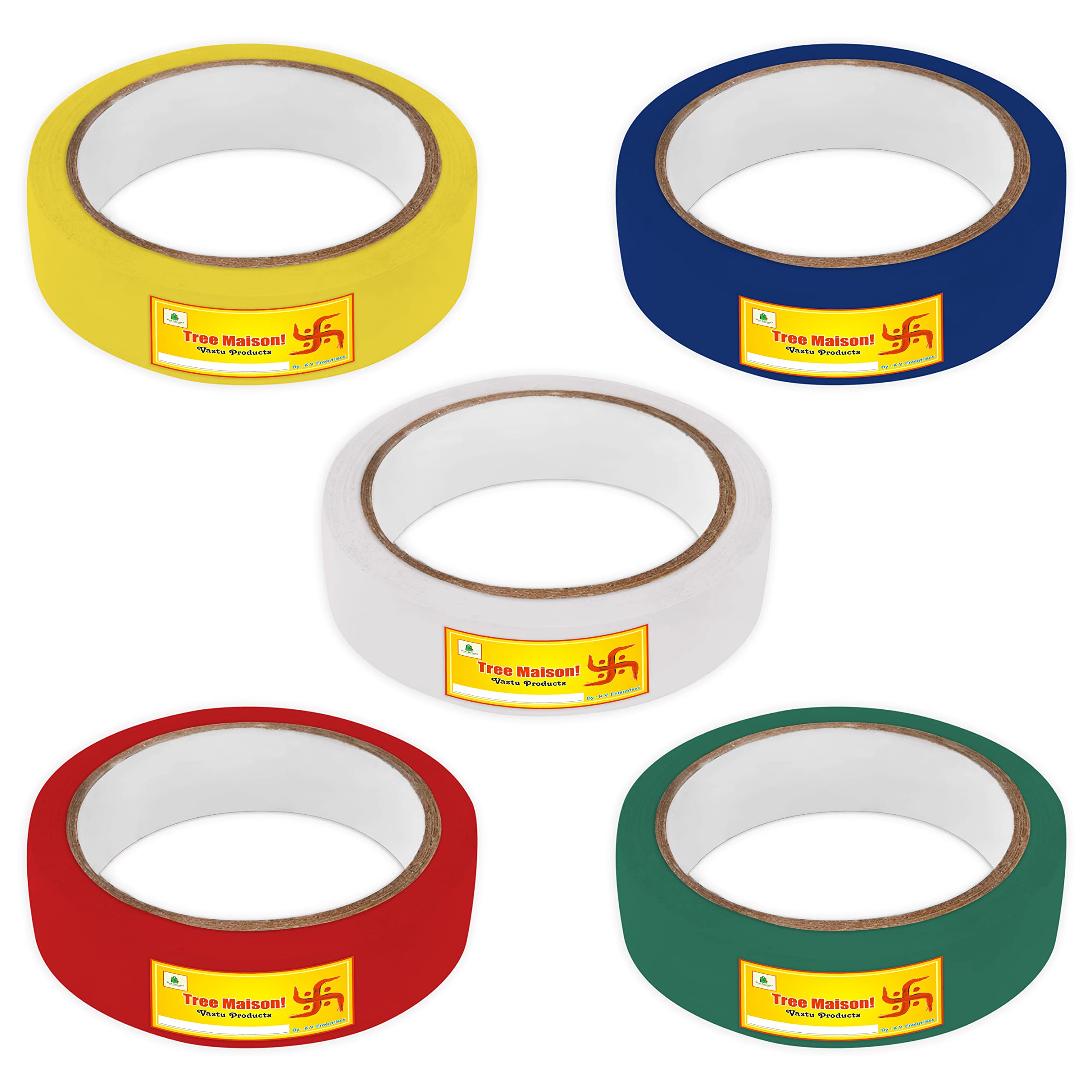 TREE MAISON Vastu Combo of 5 Color Tape | Size - 1 Inch (24 mm) Approx | Length- 20 Meter (Approx) | Vastu Tape Remedy for Toilet | Vastu Tape for Main Door Entrance | Tape Remedy | Pack of 5 (B0BGRKG7JD) Amazon Price History, Amazon Price Tracker