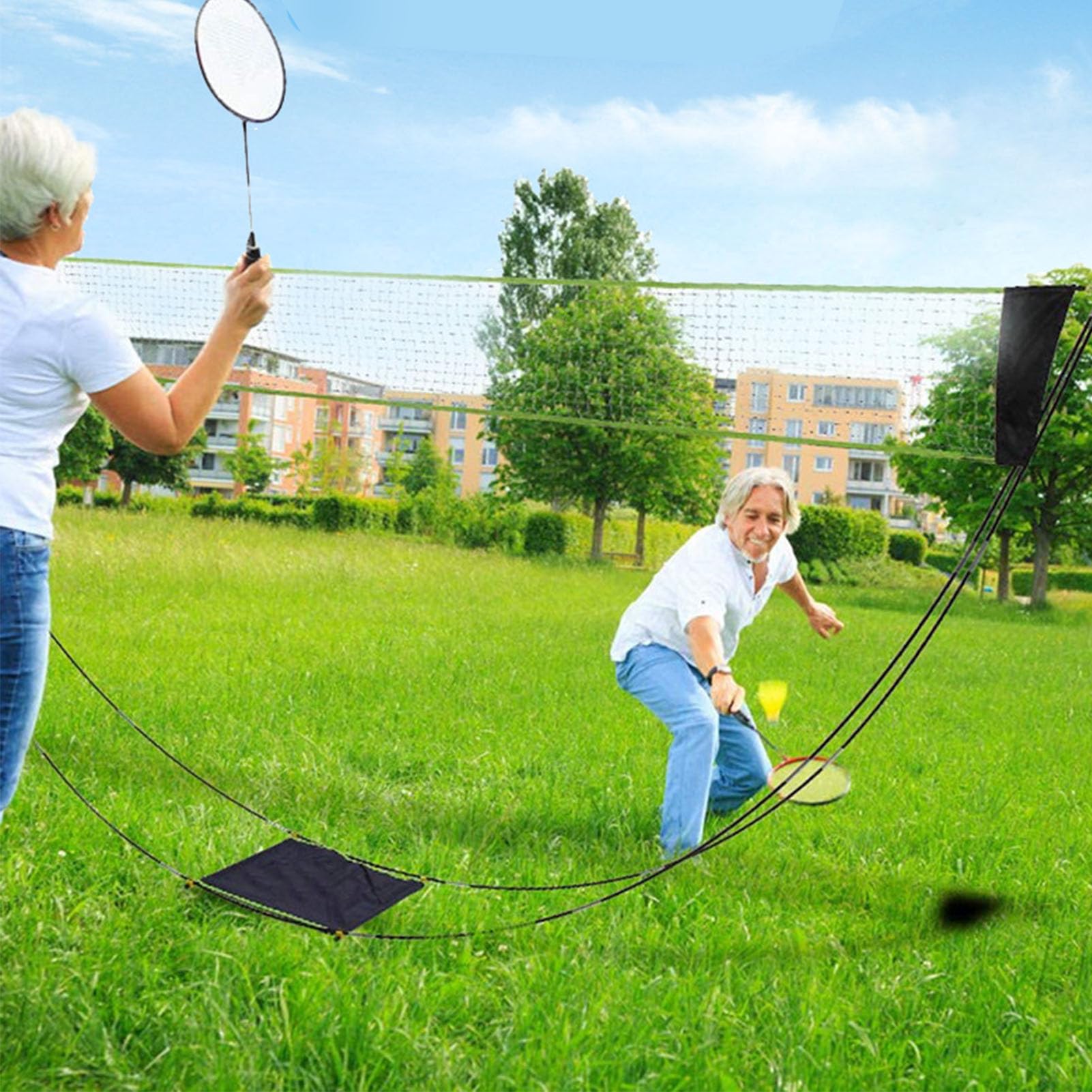 Dpofirs Filet de Badminton Portable, Filet d'entraînement Extérieur Facile à Installer avec Cadre en Fer Robuste, Uniforme Professionnelle pour Jardin, Parc, Salle de Sport, Compétition Sportive