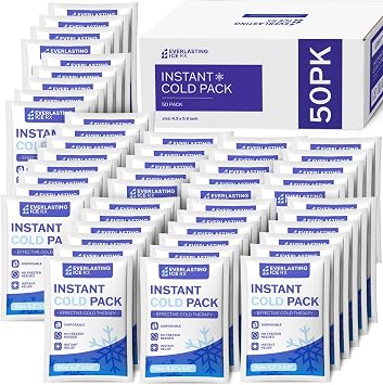 50 Pack Instant Ice Packs for Injuries, Disposable Instant Cold Pack