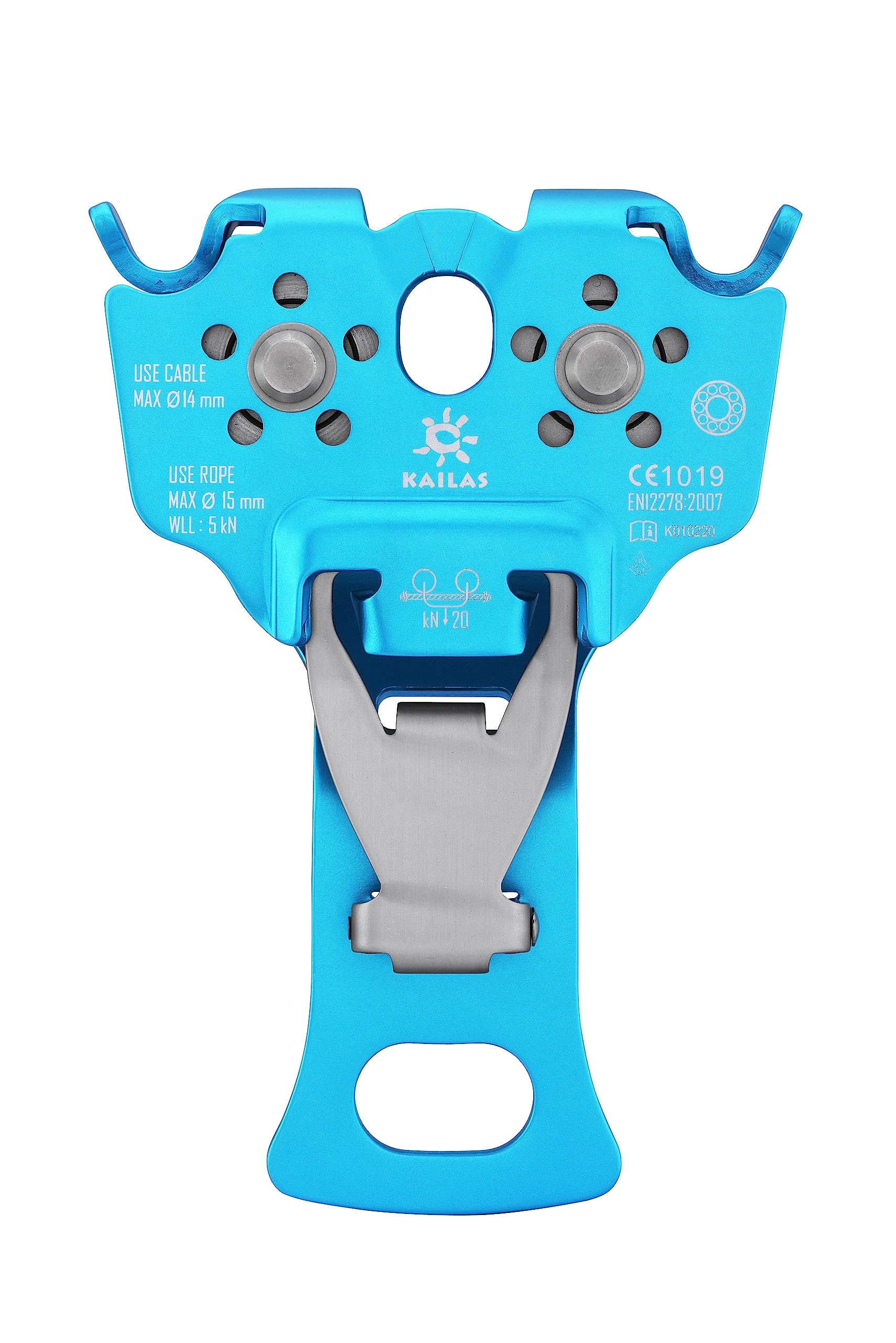 KAILAS Polea de escalada de rescate CE UIAA, doble polea de cuerda de 28 kN móvil micro ligera de acero de aluminio resistente (1, azul, 1)