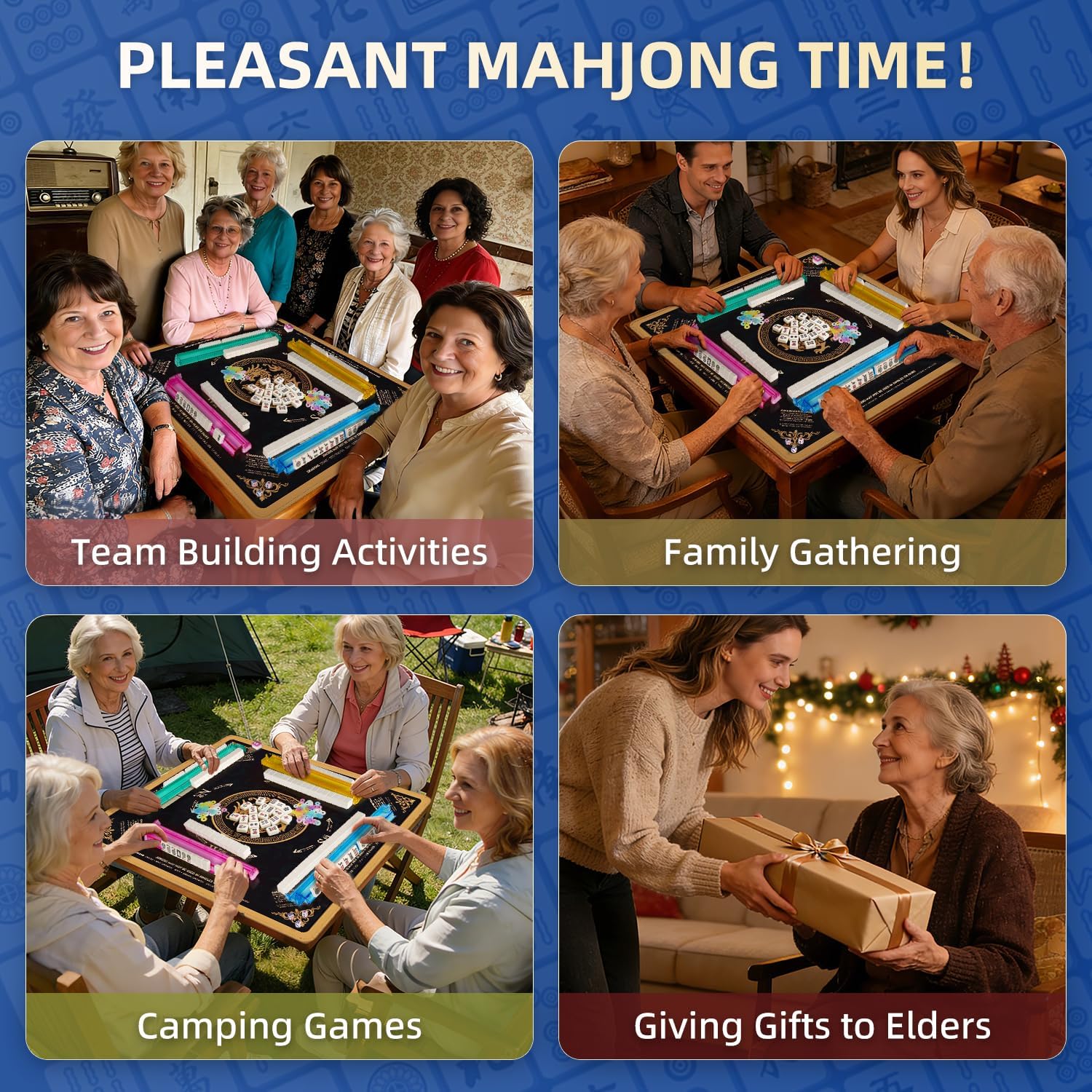 33x33 Inch Portable Black Mahjong Mat with Storage Bag,Non-Slip Eco-Friendly, Easy Clean Quiet for Family Game Night, Travel & Community Mahjong Activities