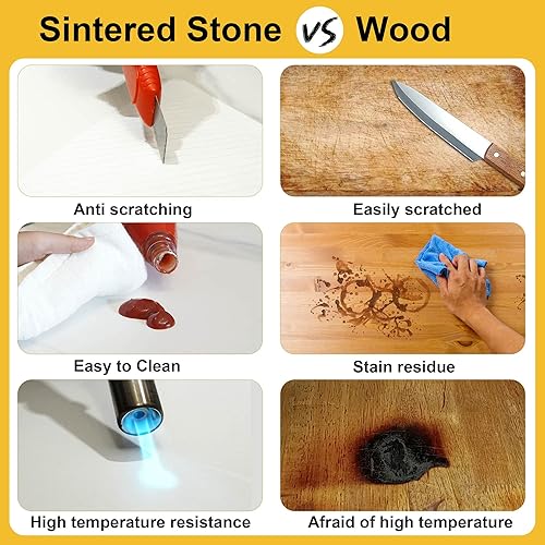 Miniatura 5 de Mesas de centro anidables para sala de estar, mesa de centro redonda moderna de piedra sinterizada anidable, juego de 2 con mesa de pizarra