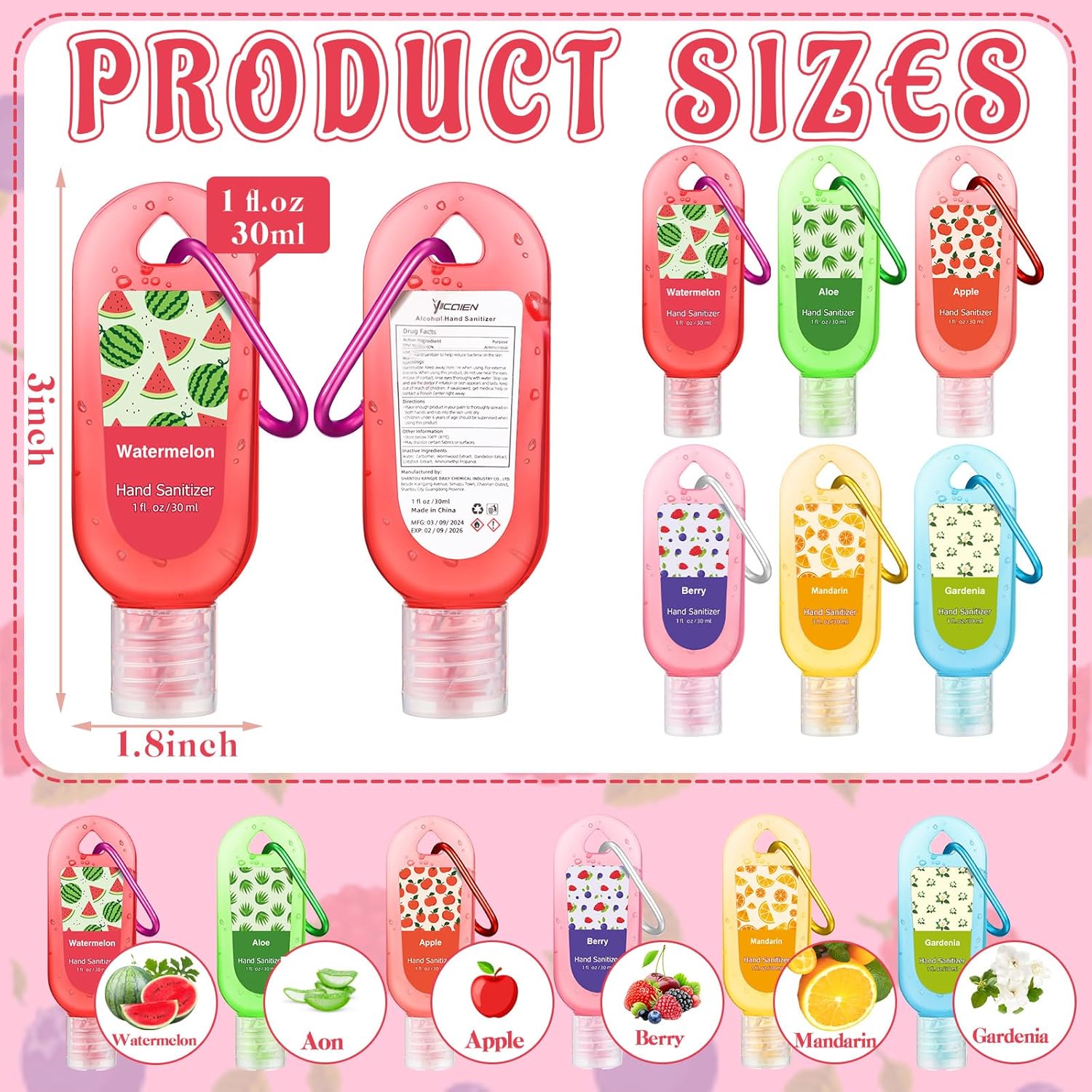 24 Pcs Scented Hand Sanitizer Keychain Gift Mini Lavender Hand Sanitizer Gel Keychain Bulk 1 oz Graduation Party Favor for Nurse Teacher Women Coworker Party Supplies