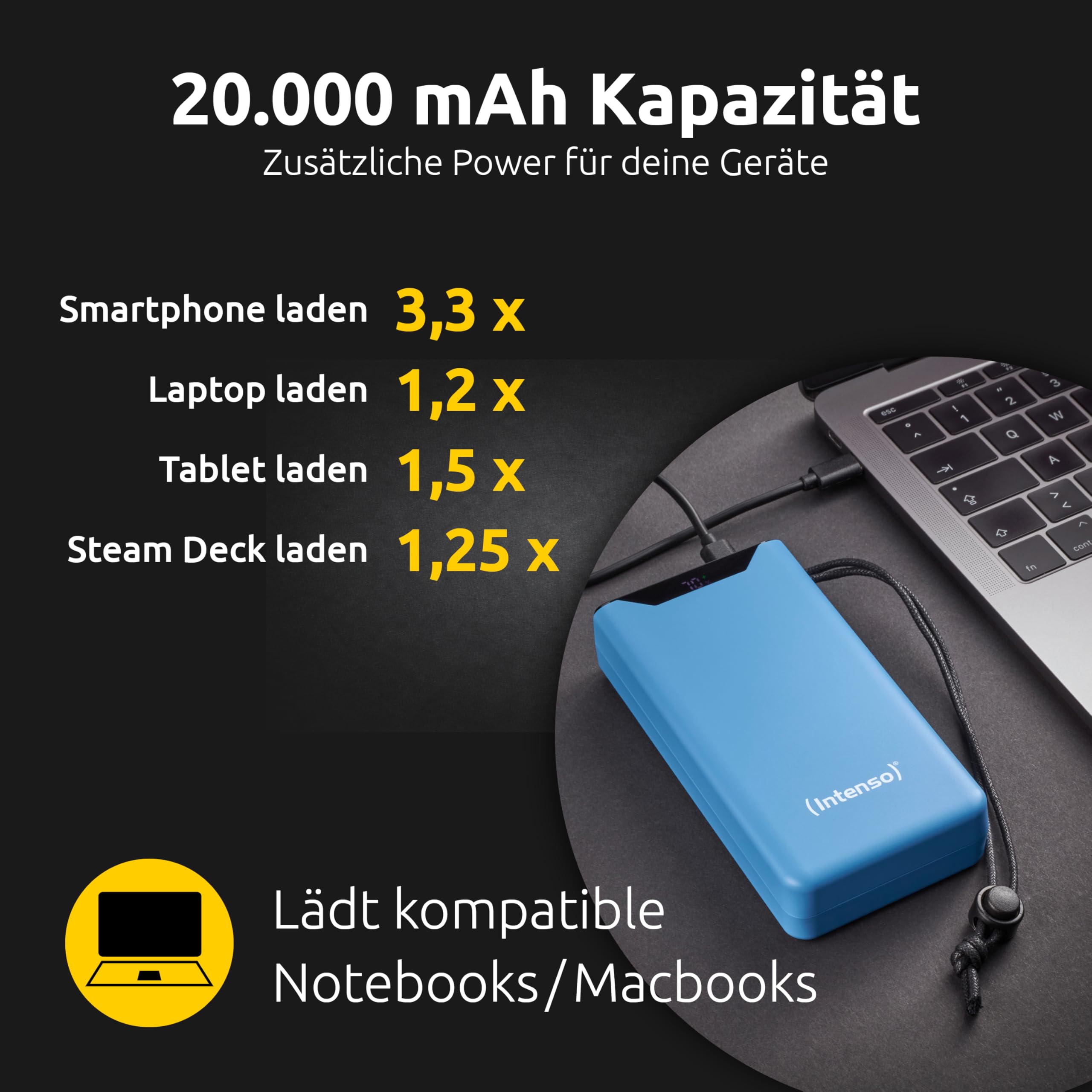 Intenso Powerbank F20000, batteria esterna con PD (20W) & QC (18W), connettore USB-C e USB-A, 20000 mAh, blu: Amazon.de: elettronica e foto
