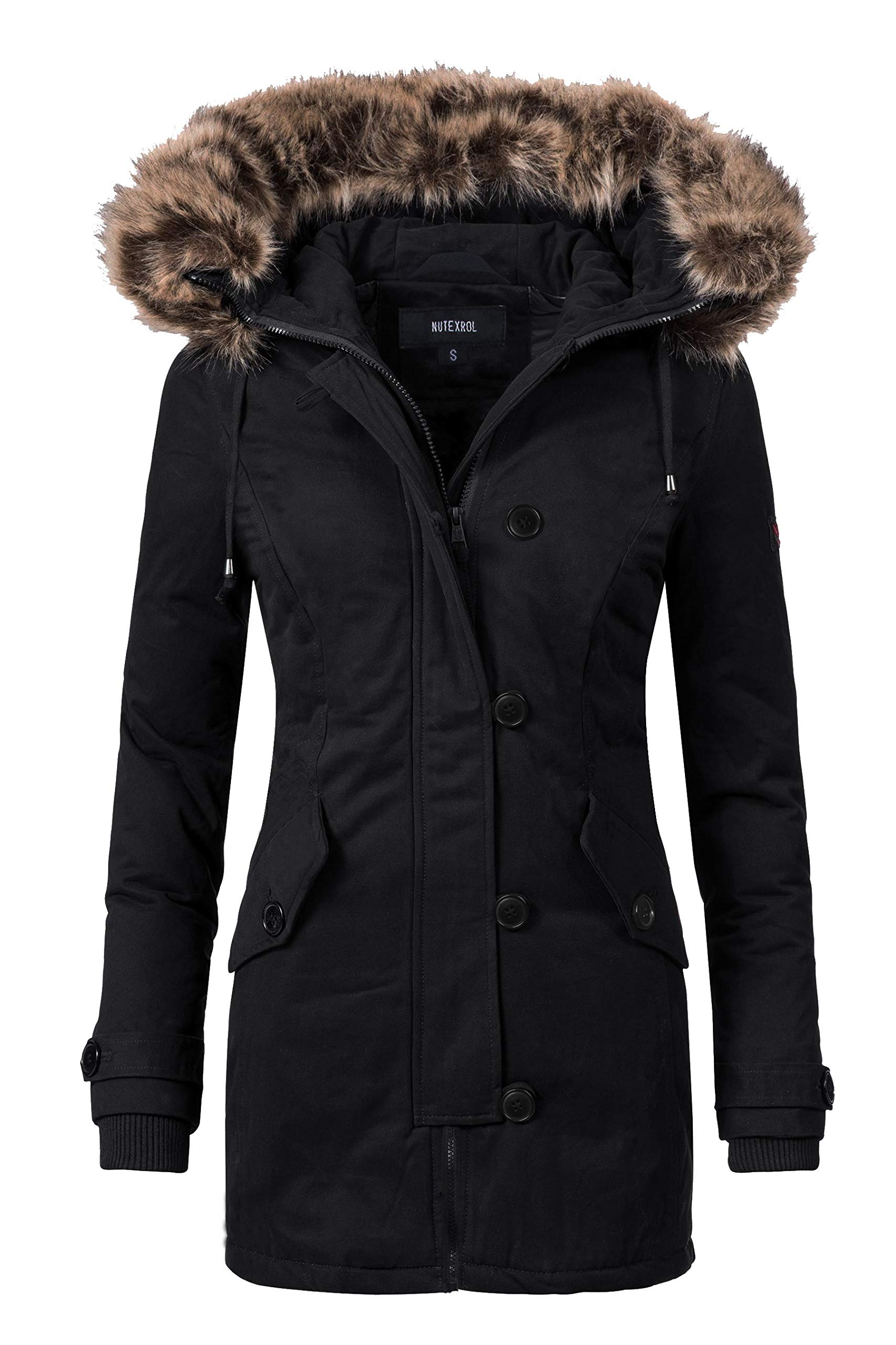 NUTEXROLWomen's Heavy Thicken Puffer Down Warm Parka Padded Winter Hooded Insulated Jacket Overcoat with Faux Fur Hood