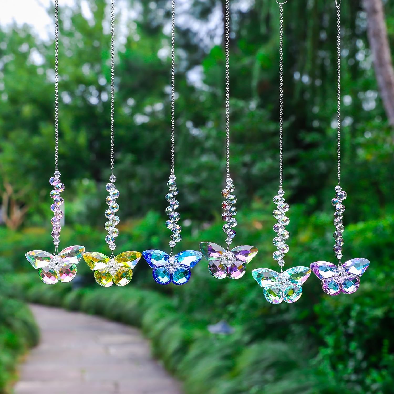 6pcs Crystal Butterfly Suncatchers Hanging Ornaments, Rainbow Maker Sun Catchers Indoor Window Outdoor Patio Garden Decor Gifts - Image 6
