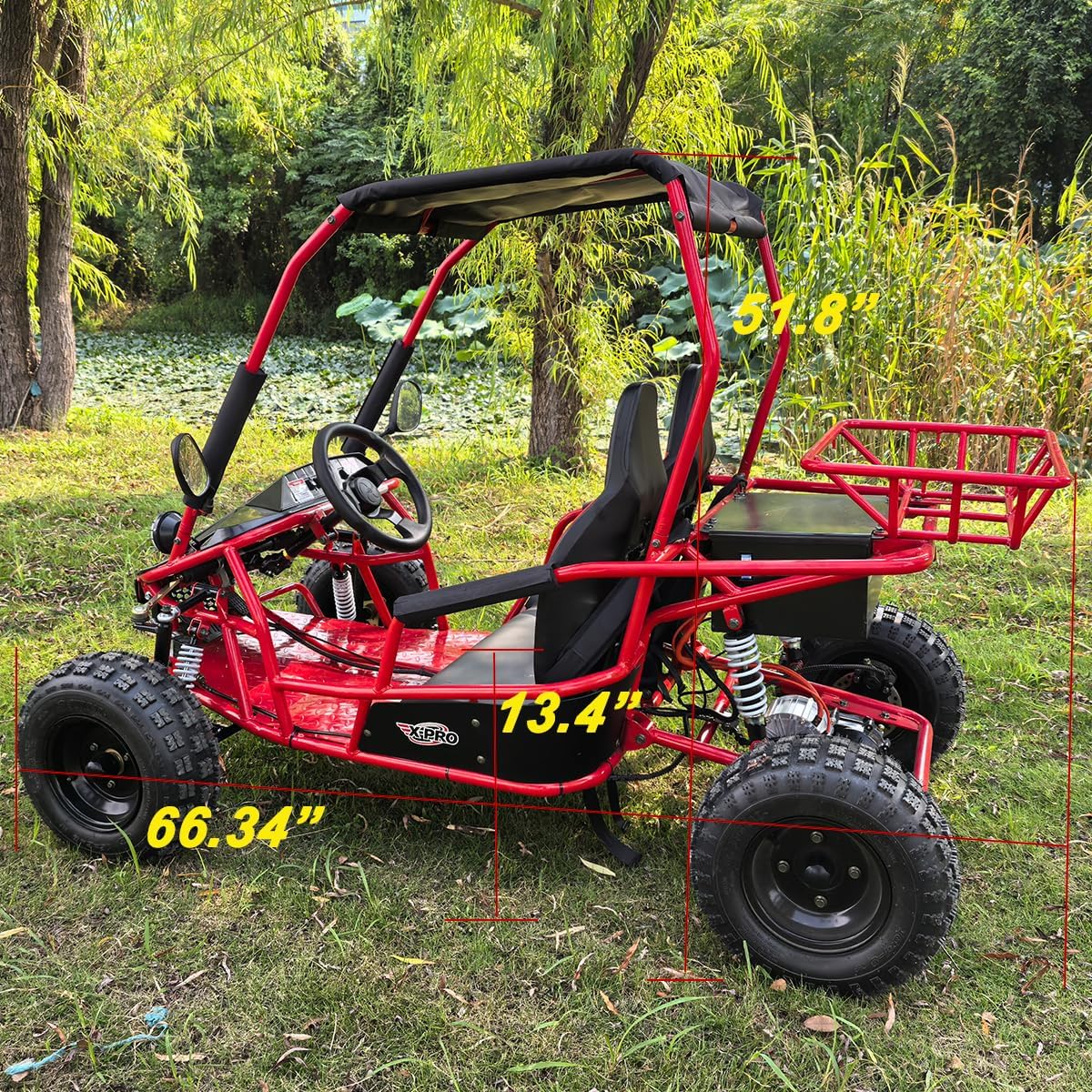 X-PRO E-Rover 2000 Electric Kids Go Kart with Reverse and Rear Disc Brake! Big 8” Wheels！ (Blue)