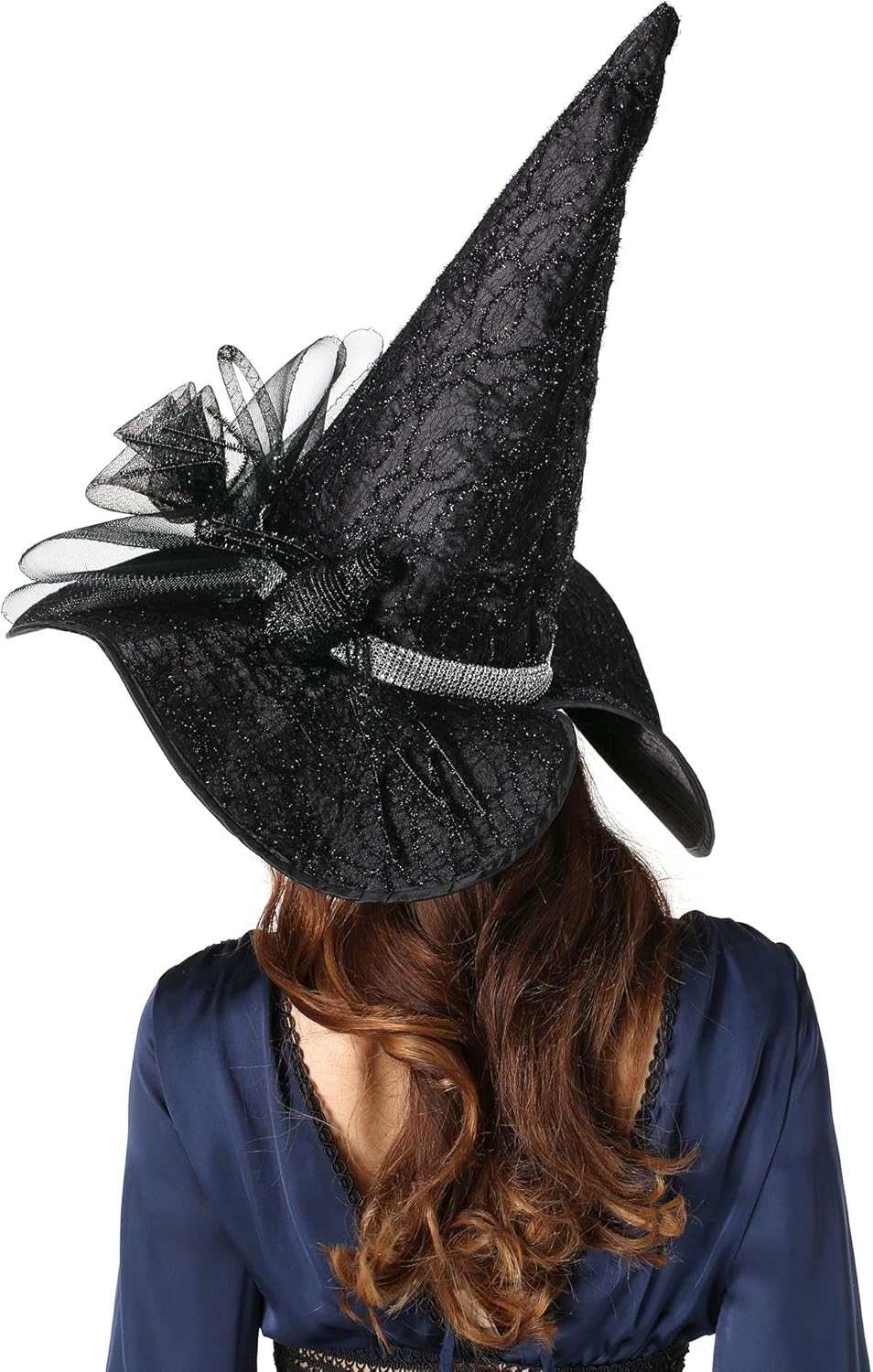 Halloween Costume Witch Hats for Women Steeple Top with Lamp for Party