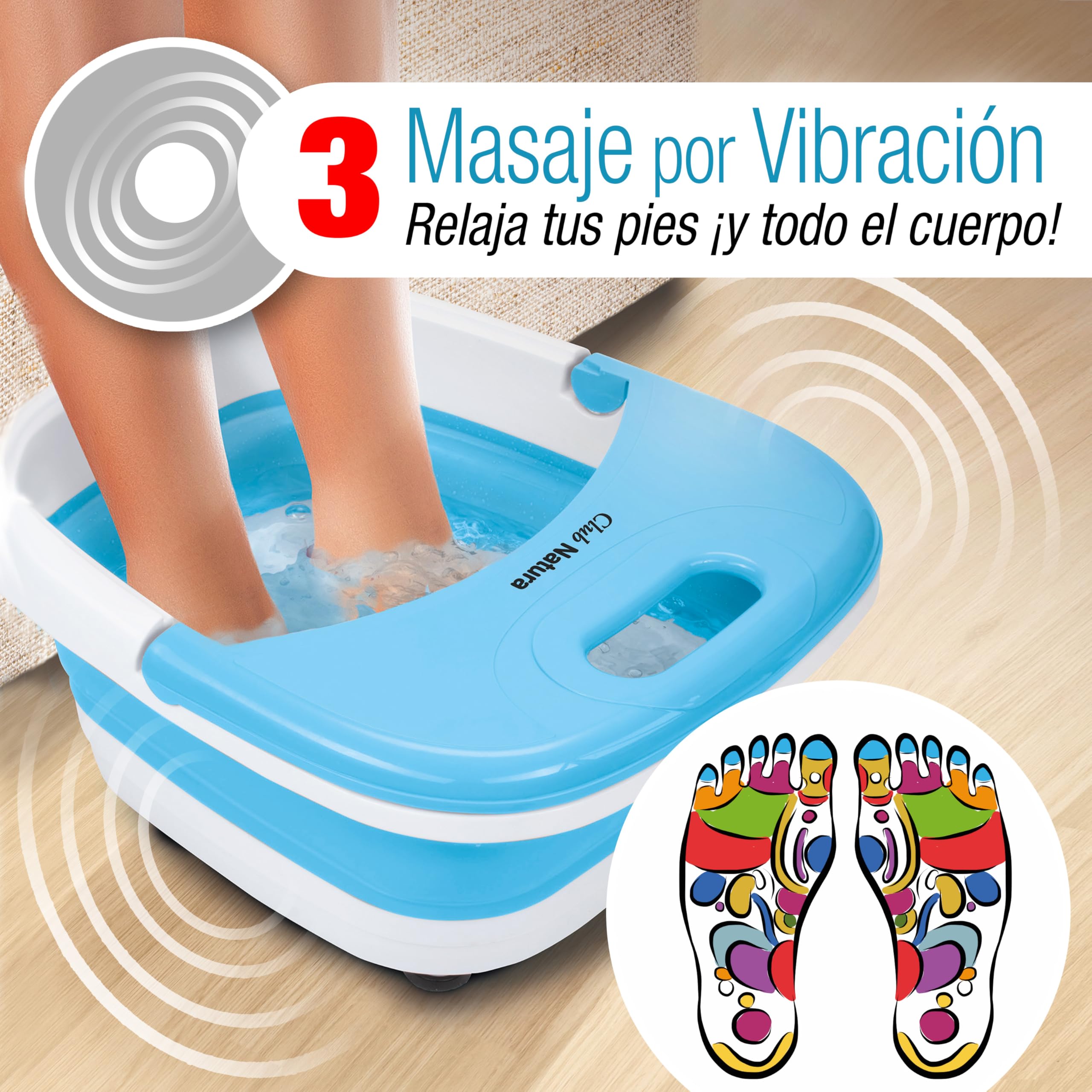 Spa de Pies/Piernas Plegable con Hidromasaje e Infrarrojos. Hidromasajeador plantar plegable: pediluvio eléctrico 450W Masaje de Vibración + Burbujas de aire + Infrarrojos y Calor. Plegado sólo 9,5 cm