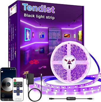41FT Black Light LED Strip, App Control, Glow Party with Remote, Smart Purple Blacklight, UV Light for Halloween Decor, Bedroom, Tapestry, Poster