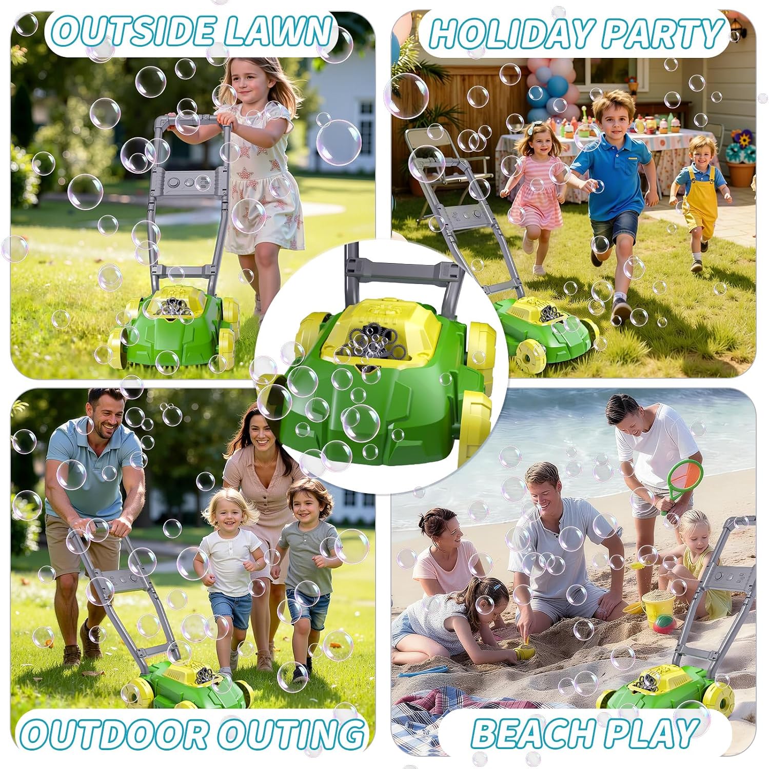 Bubble Lawn Mower for Kids Toddler 1-3 Years Old, Outdoor Play Bubble Blower Toy for Girl Boy Baby, Easter Birthday Gift for 1 2 Year Old Kids, Automatic Bubble Machine Toys for Garden Yard