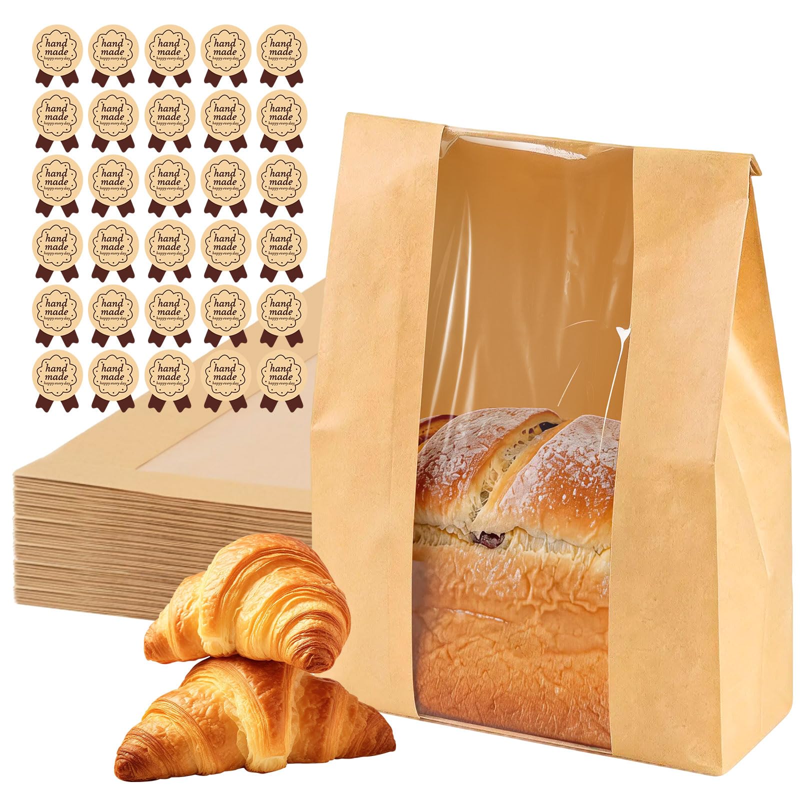 Photo 1 of 30pcs Bread Bags For Homemade Bread Sourdough Bread Bags With Front Window