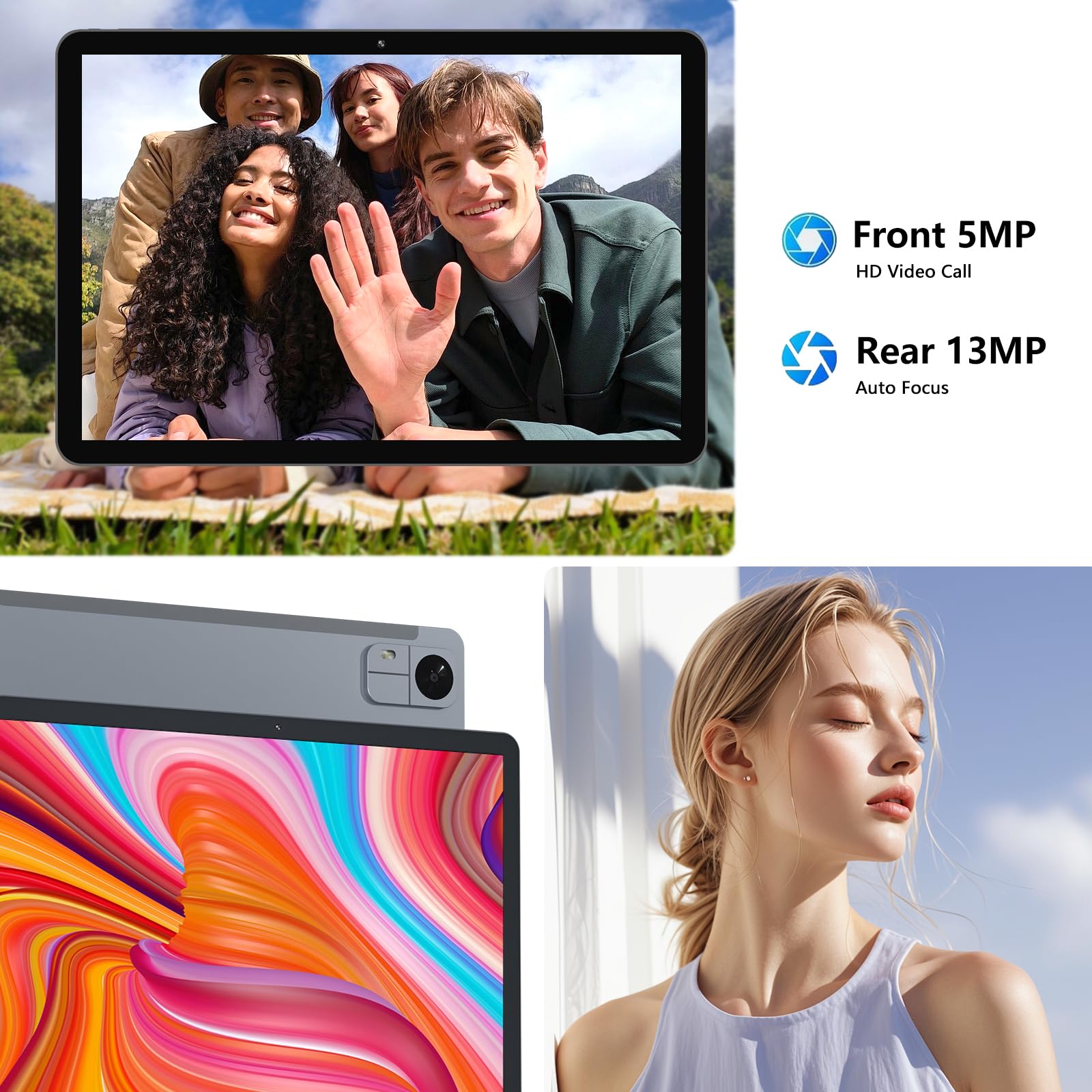 KUMNOSAL Tablet 10.1 Pollici, Metal Tableta T606 Octa-core 2GHz, Tablets 8GB+128GB SSD, Android 13, Dual SIM 4G LTE+5G WiFi, 7000mAh/GPS/Fotocamera 13MP/BT5/Type-C/GMS/Jack 3.5MM