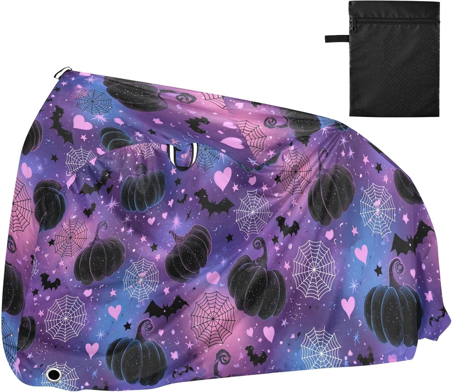 ALAZA Pumpkin Bat Heart Spider Web Halloween Bike Cover Waterproof Outdoor Ebike Bicycle Covers Tarp Protection for 1/2 Bikes, Sun UV Dust Wind Proof