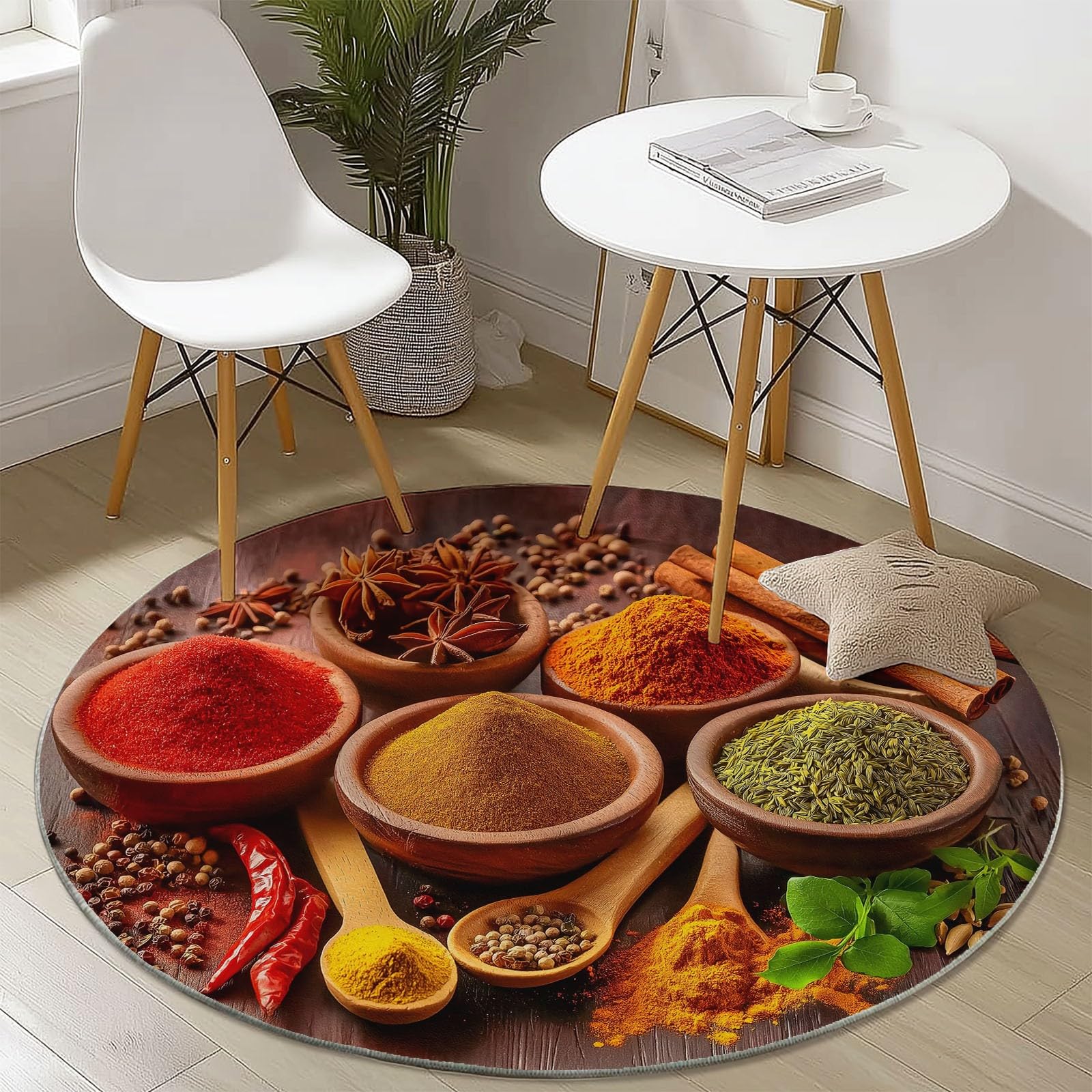 Tapis rond lavable et doux en flanelle pour créer un coin lecture cosy au salon