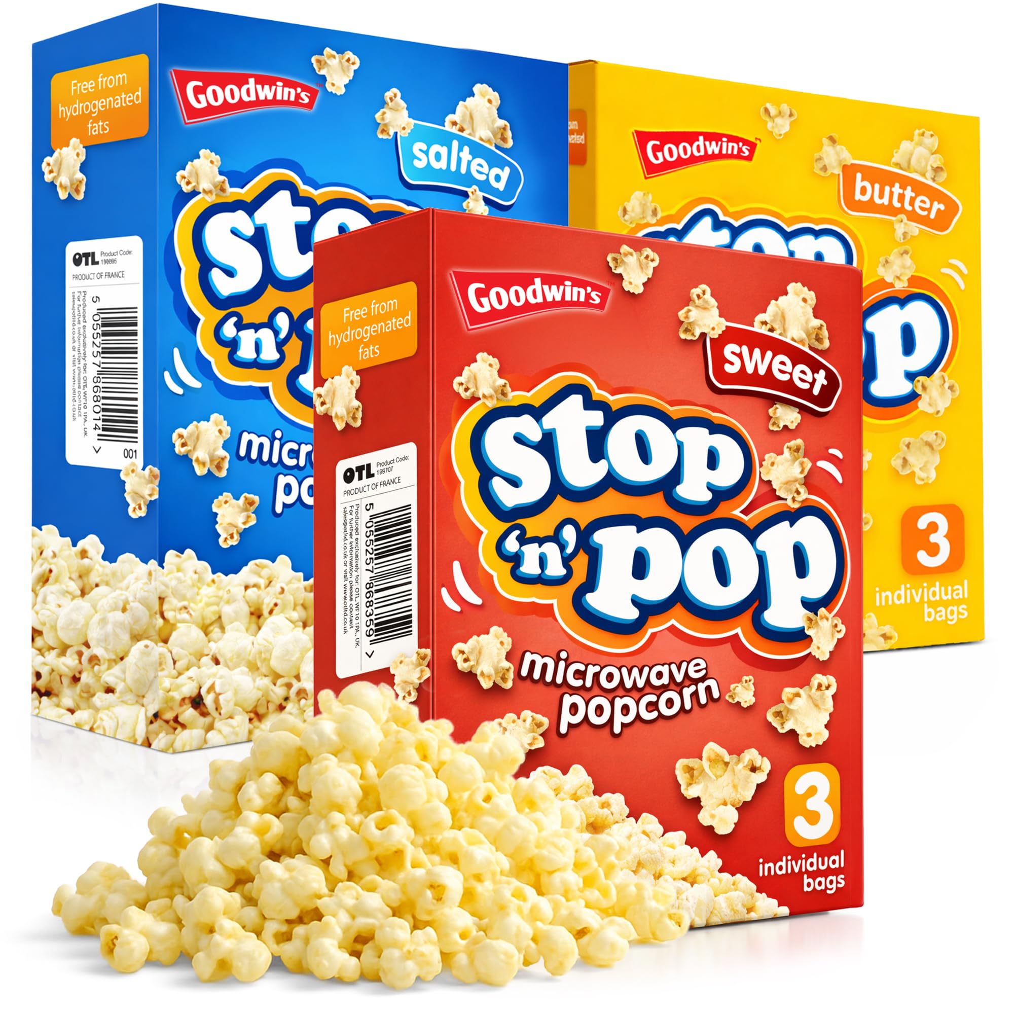 SOL 9pk x 85g Stop 'n' Pop Microwave Popcorn, Sweet, Salted & Butter Flavoured Pop Corn Kernels, Tasty Snack for Family Movie Nights, Easy to Prepare, Ideal for Sharing Fun Moments at Home