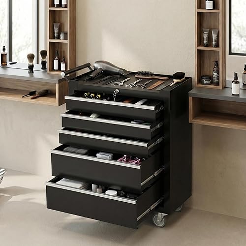 Miniatura 11 de Caja de herramientas rodante, gabinete de almacenamiento de herramientas de 6 cajones, caja de herramientas con ruedas, organizador de gabinete de