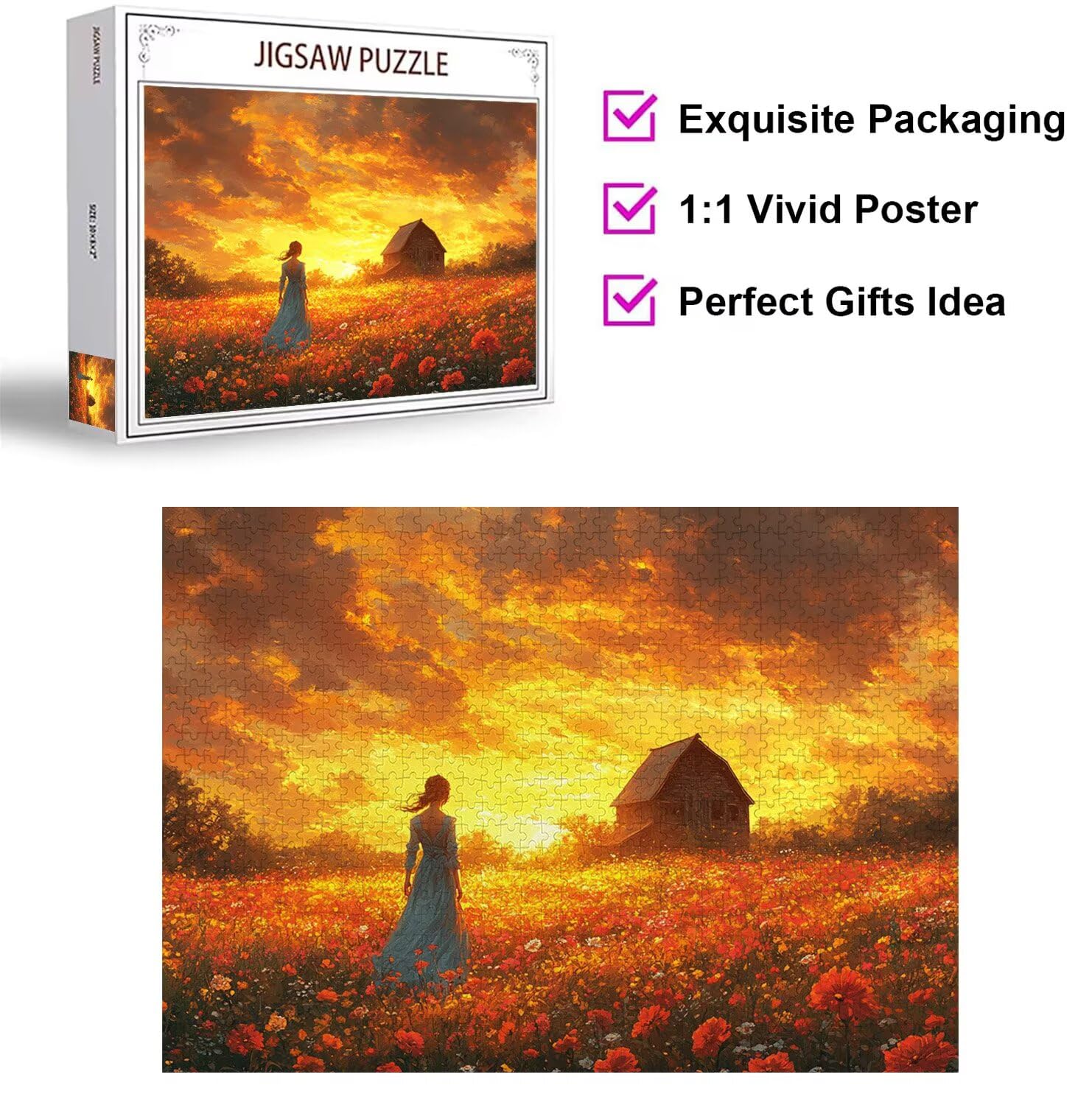Puzzle 4000 Pieces Coucher de Soleil Puzzle Adulte 141x87cm, Fille, n-449