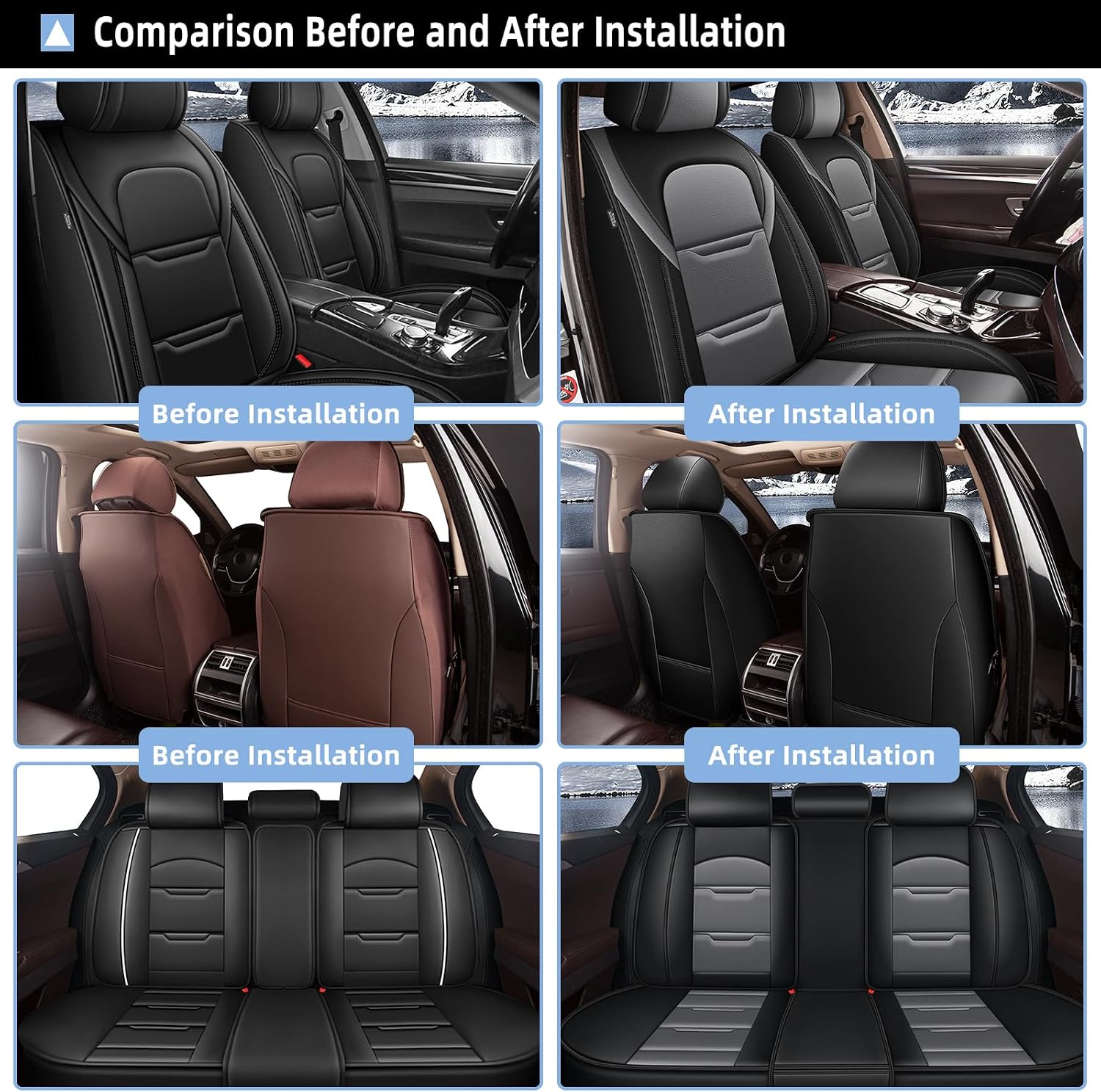 YORKNEIC 5-Seat Covers Fit for Acura RDX 2008-2025 2026 - Leather Car Seat Covers for RDX Automotive Seat Cushion with Airbag Compatible (5 Seats, Black&Grey)