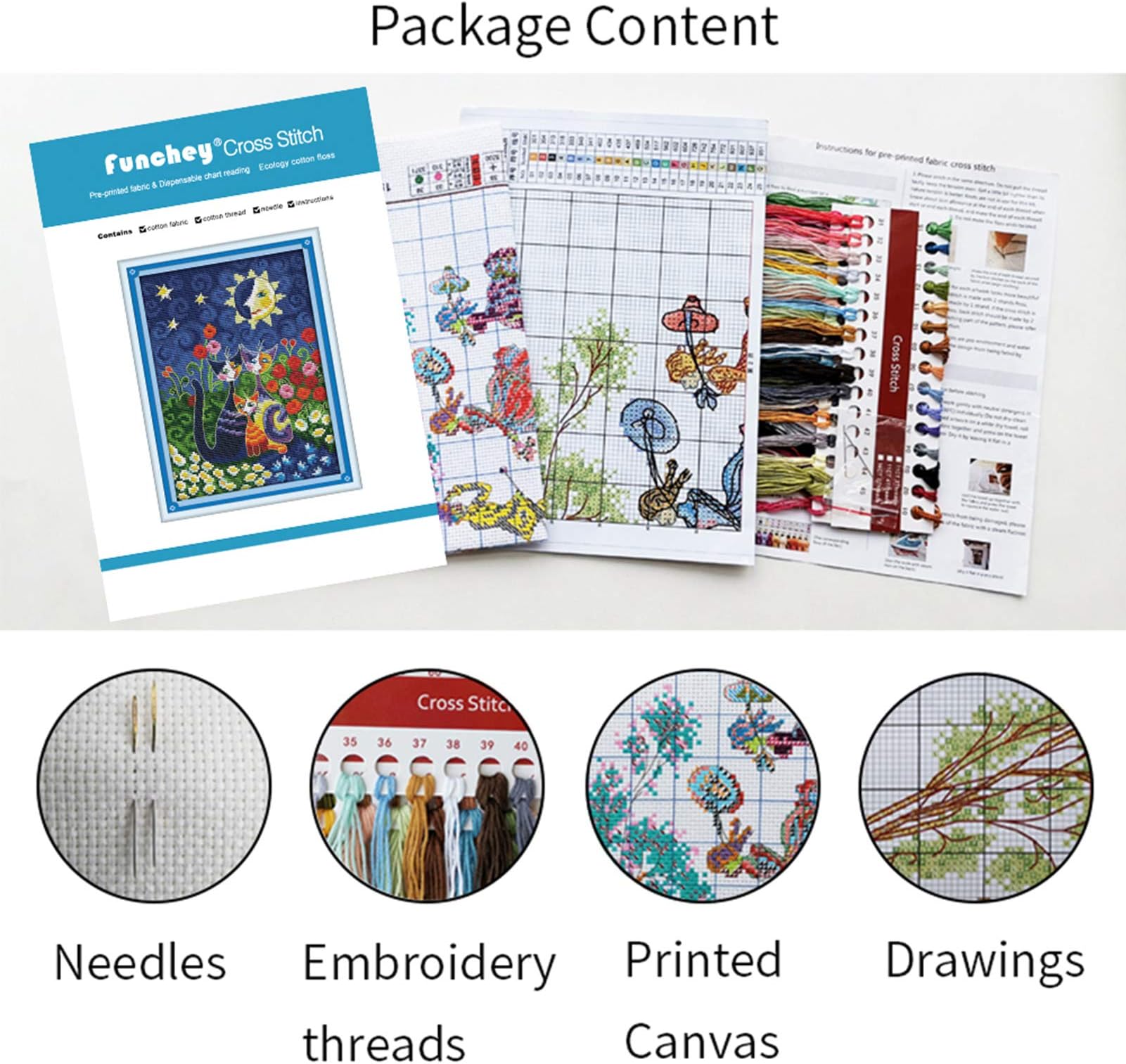 Funxvoot Stamped Cross Stitch Kits Beginners Full Range of Embroidery Starter Kits for Adults Printed Cross Stitching DIY kit (Flower house 15.7×19.7 inch