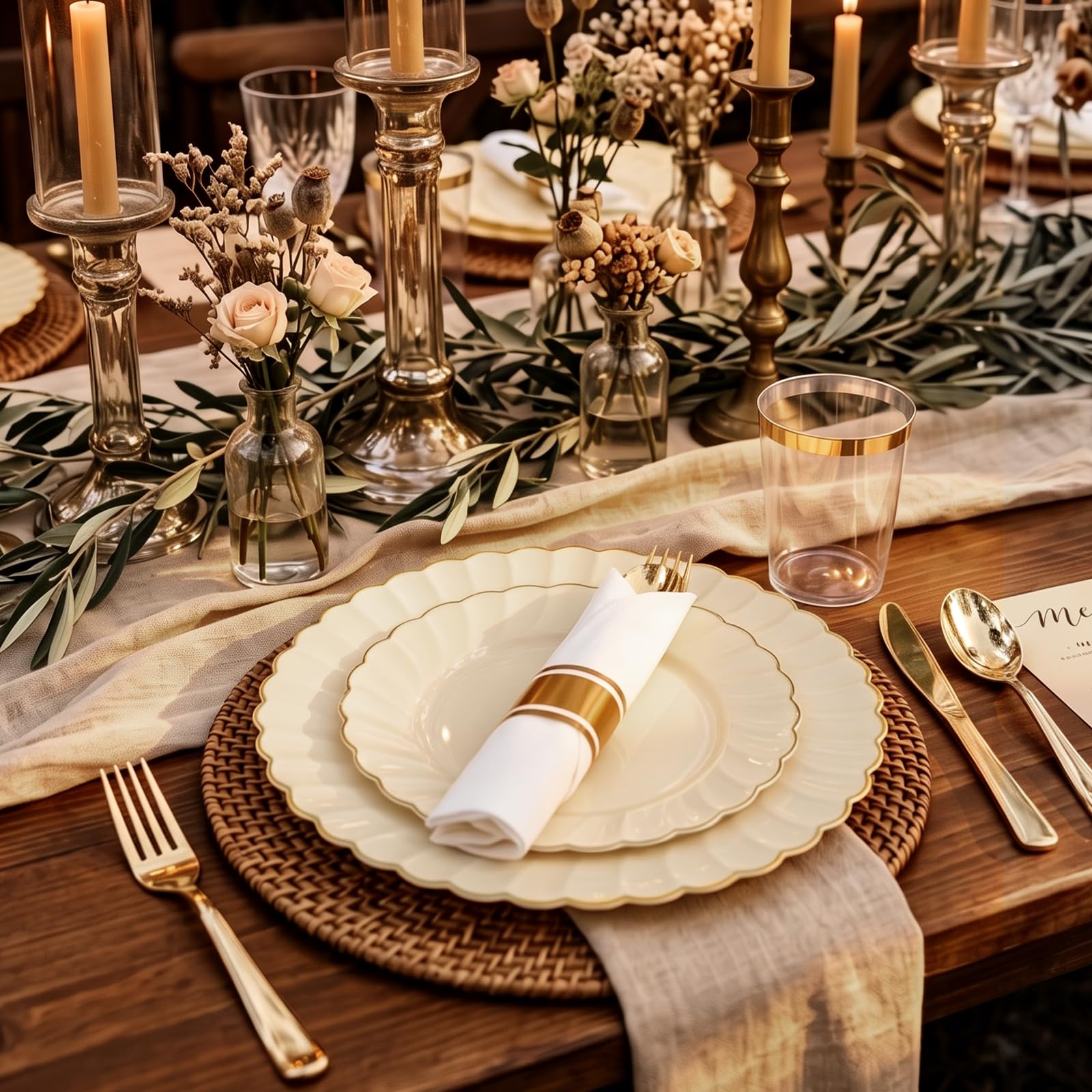 YOUBET Ivory Scalloped Plates - 350 Pack for Weddings -7 YOUBET Ivory Scalloped Plates - 350 Pack for Weddings -7