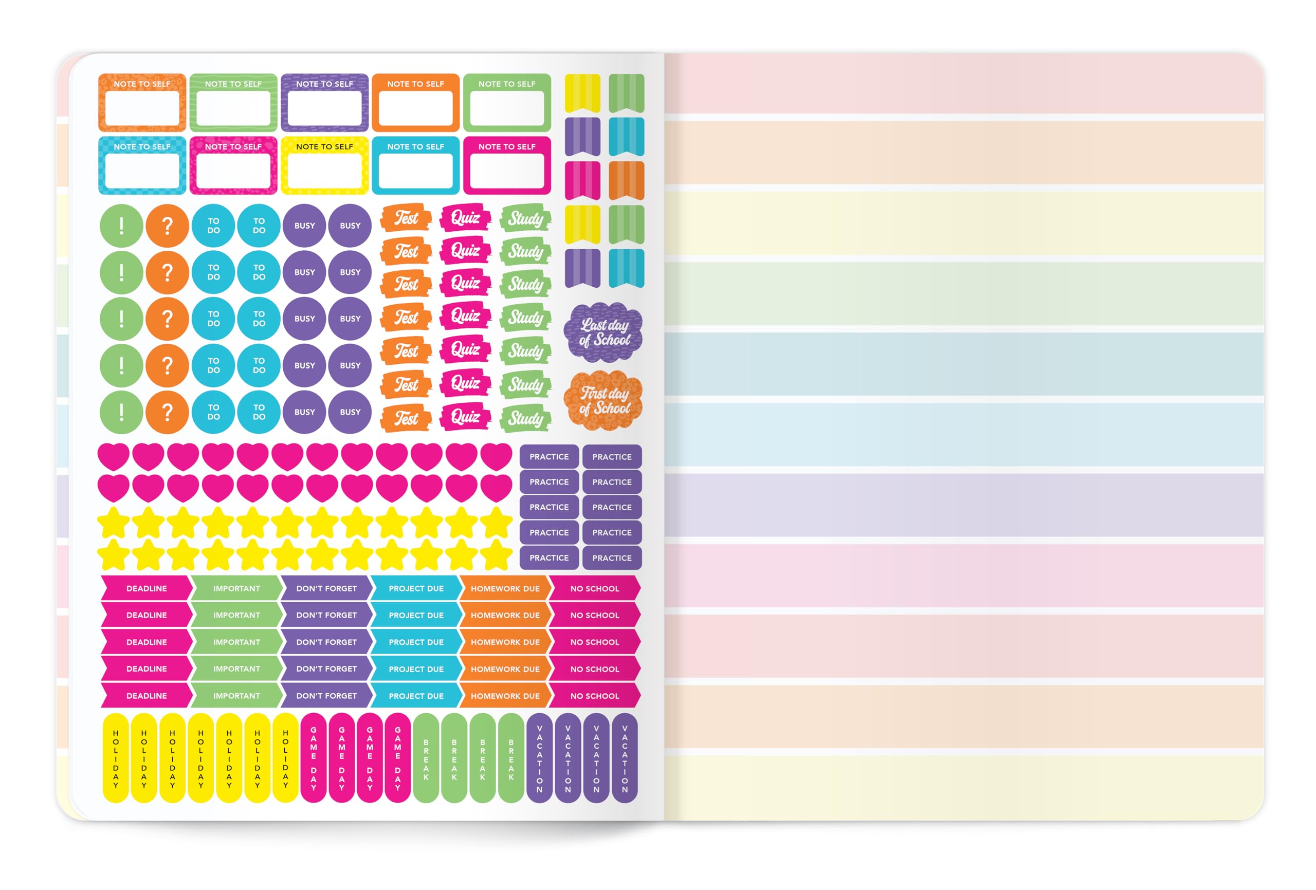 Astrobrights Undated Student Planner, 14-Month Layout, Flexible Cover, 8.5" x 11", Premium 28 lb. Paper, 200 Stickers, Daisy (91086) - Image 5