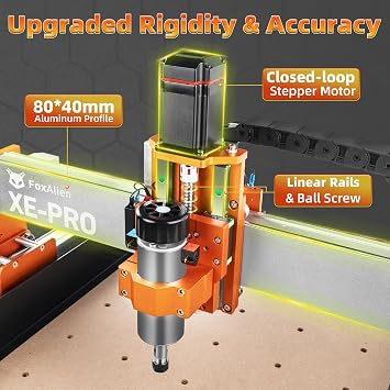 FoxAlien XE-PRO CNC Router Machine with 400W Spindle Motor + X&Y Axis Linear Rails Upgrade Kit