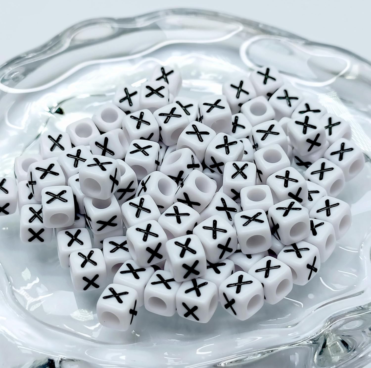 100PCS Letter Beads Acrylic Square Alphabet Beads for Jewelry Making 6x6mm White Cube Letter X Bead for Bracelets Making Necklaces - Image 2