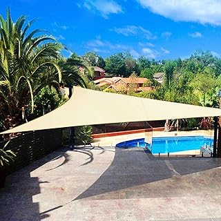 Fargoo Sun Sail Shade Triangle Sun Shade Sail Waterproof Patio Shade Canopy UV Blocking Sail Shades for Deck, Pergola, Patio, Balcony, Backyard (10'x10'x10',Beige,Triangle)