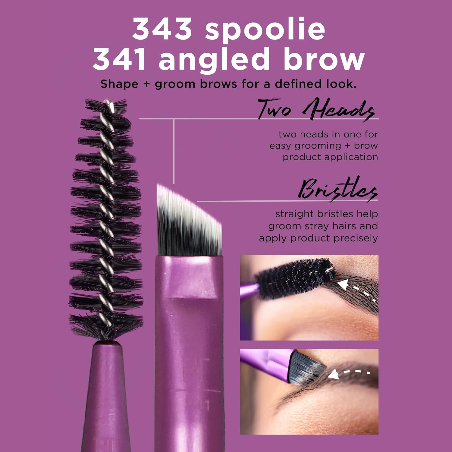 Real Techniques Eye Shade & Blend Makeup Brush Trio, For Eyeshadow & Liner, Makeup Tools for Shaping & Grooming Brows, Defined Makeup Look, Synthetic Bristles, Vegan & Cruelty-Free, 3 Count