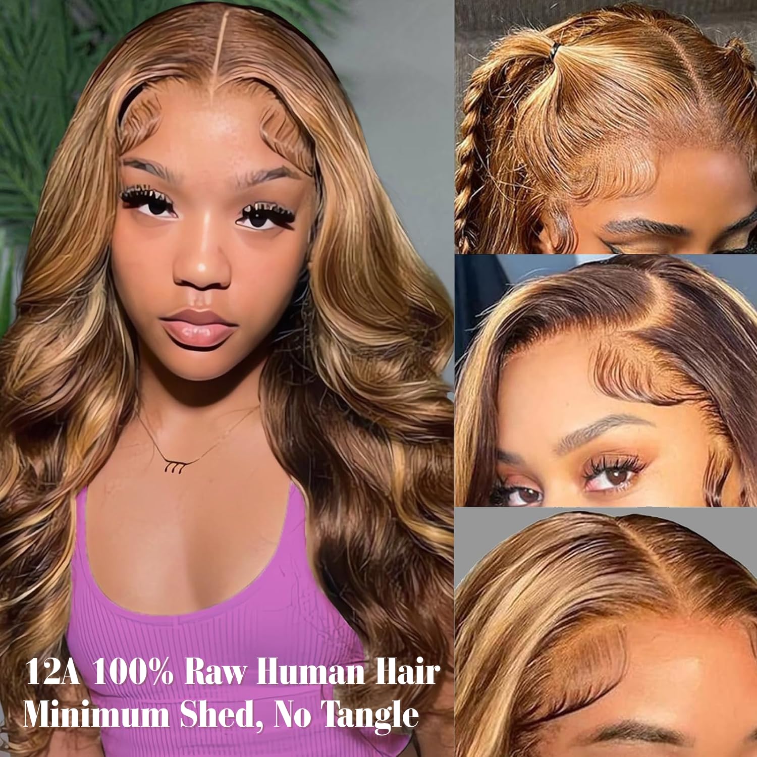 4/27 Balayage Wig Human Hair 13x6 Ombre Lace Front Wigs Human Hair Pre Plucked, 20 Inch Long Blonde Body Wave HD Lace Frontal Wig 13x6 Skunk Stripe Human Hair Wigs, 12A 100% Brazilian Wigs 180 Density