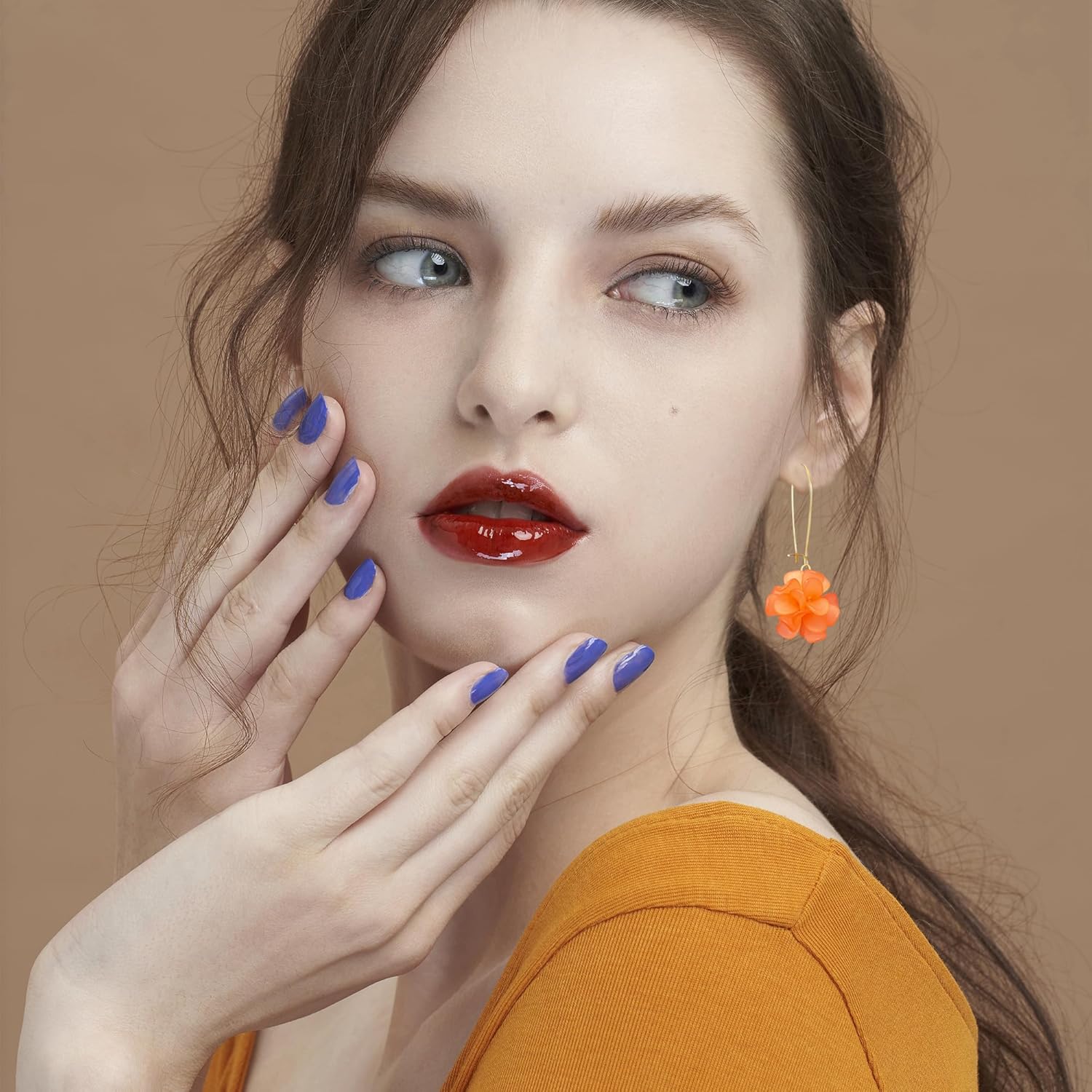 Unique Handmade Bohemian Flower Dangle Drop Earrings Floral Stud Earrings for Women Statement Wedding Holiday Jewelry - Image 2