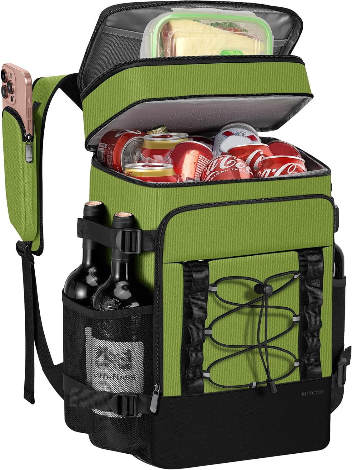 cooler backpack - 40 cans insulated backpack cooler for men & women, portable 2 leak proof compartments coolers bag for picnic, lunch, hiking, bbq camping and beach - miycoo