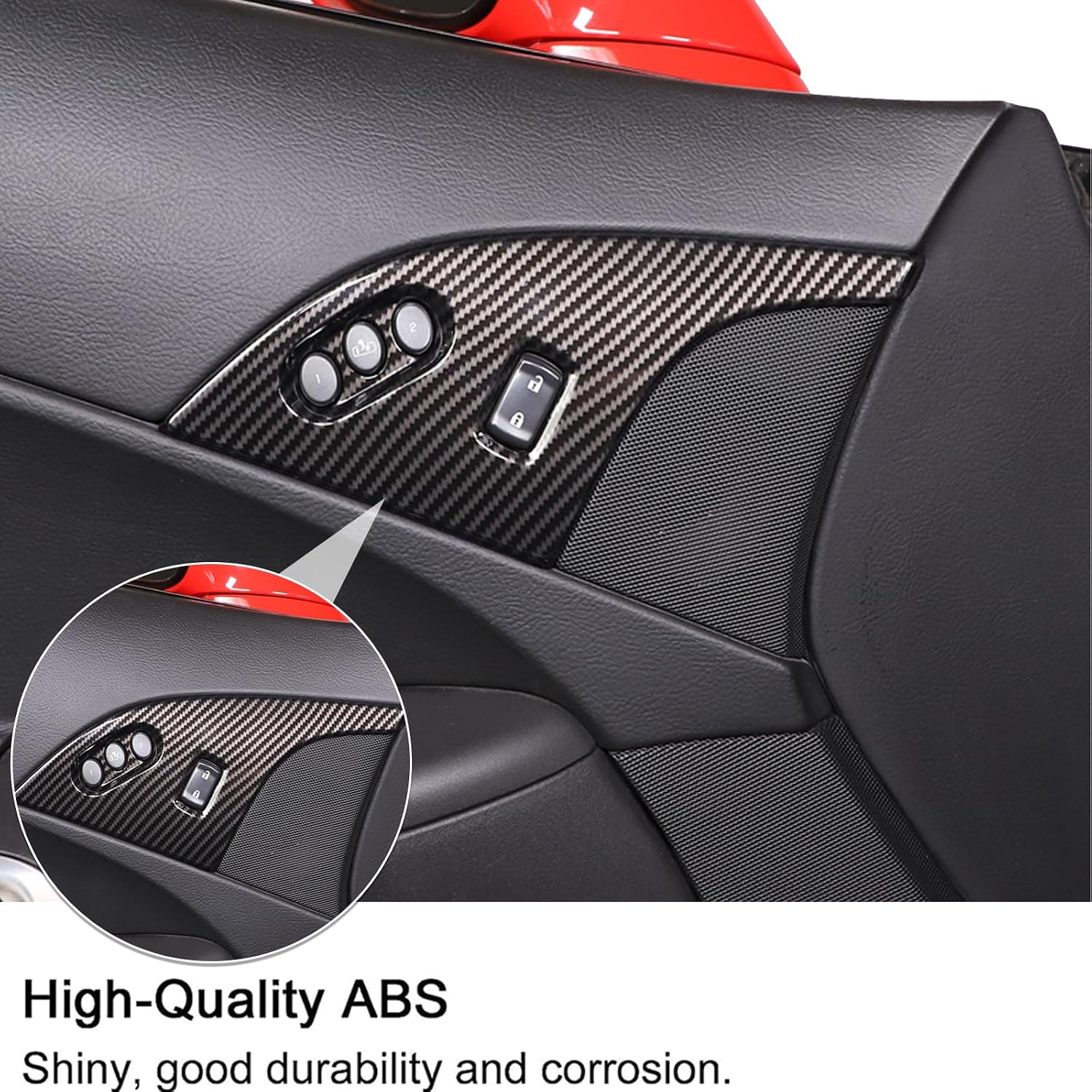 PIUGILH Car Door Lock Switch Panel Cover for C6 Corvette 2005-2013 Interior Accessories, ABS Child Lock Button Frame Trim Sticker, 2Pcs