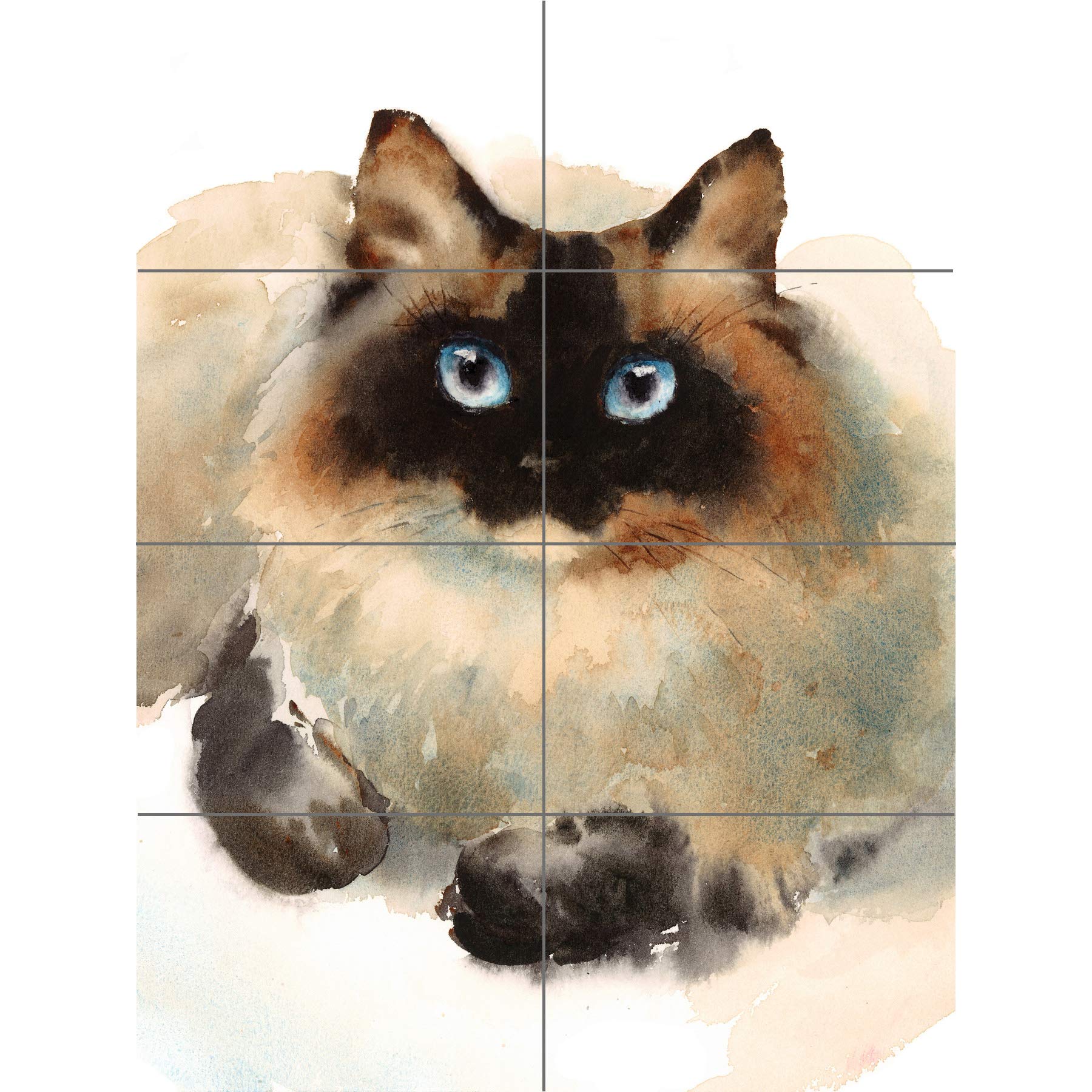 Artery8 Cat Ragdoll Face Watercolour XL Giant Panel Poster (8 Sections)