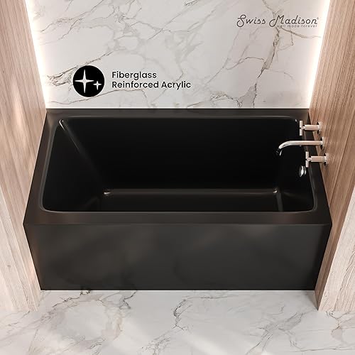 Miniatura 131 de Swiss Madison Well Made Forever SM-DB561 Voltaire - Bañera acrílica de drenaje para zurdos de 48 x 32 pulgadas, 48 x 32 pulgadas, color blanco