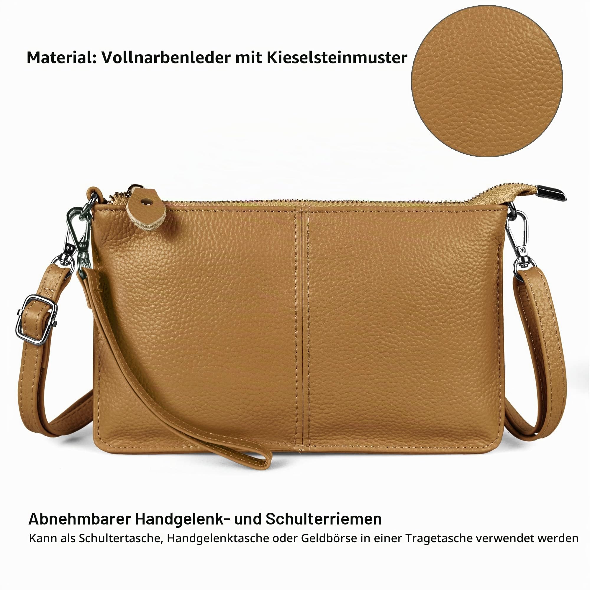 befen Small Genuine Leather Crossbody Bags for Women Wristlet Clutch Wallet