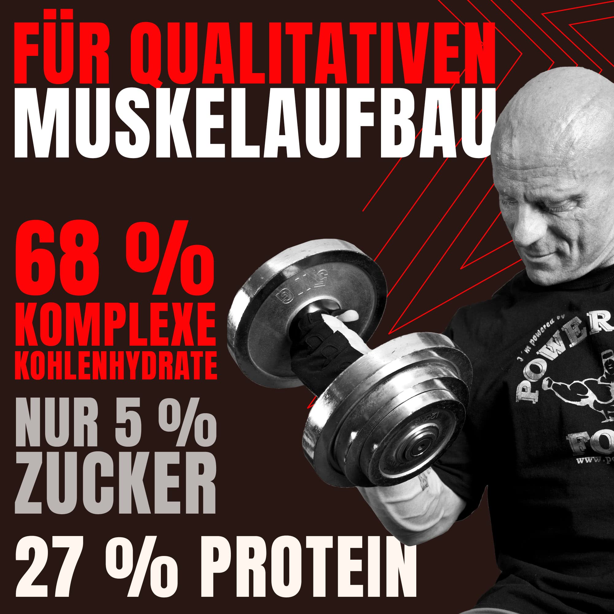 Powerstar HARDGAIN MASS 3600g | WEIGHT GAINER mit Kreatin & ohne Zucker-Zusatz | Masse, Kraft & schneller Muskelaufbau | Deutsche Herstellung | Mass Gainer Shake zum Zunehmen | Chocolate