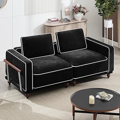 Miniatura 14 de Sofá modular en forma de L de 112 pulgadas con otomana móvil, sofá de nube de 3 plazas con 1 otomana para sala de estar, cómodos sofás de asiento