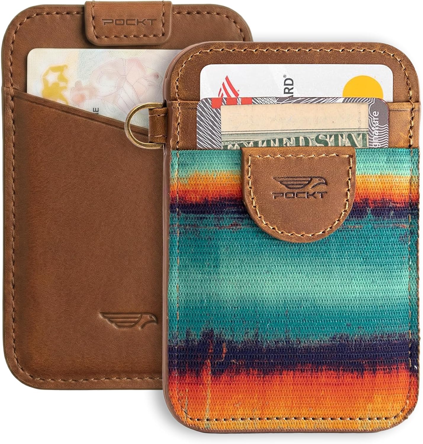 POCKT Slim Card Holder Wallet For Men and Women - Minimalist Front Pocket Wallet Elastic Credit Card Holder Genuine Leather RFID Blocking Card Case Wallets | Grunge