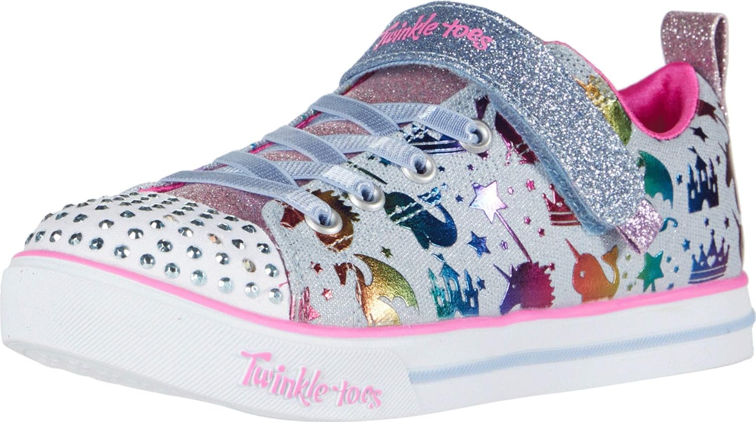 Skechers girls Sparkle Lite - Princessland Sneaker, Light Denim Multi, 11 Little Kid US