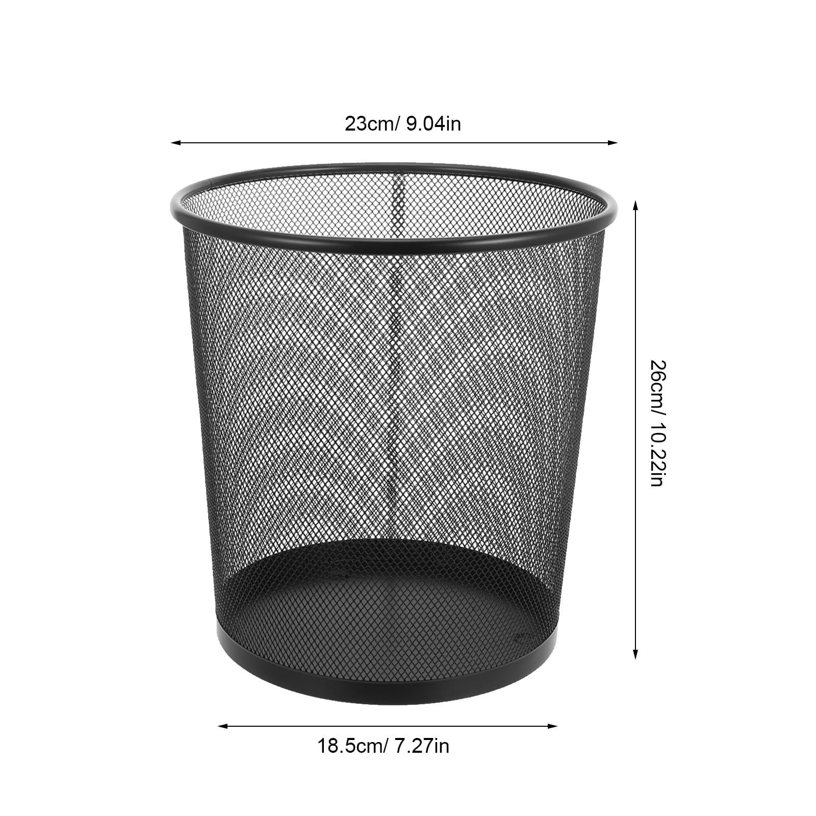 Toddmomy Cestino per Rifiuti Nero in Ferro a Rete, Capacità 9l, Forma Rotonda, Set da 5 Pezzi, Semplice da Pulire, per Bagno e Ufficio