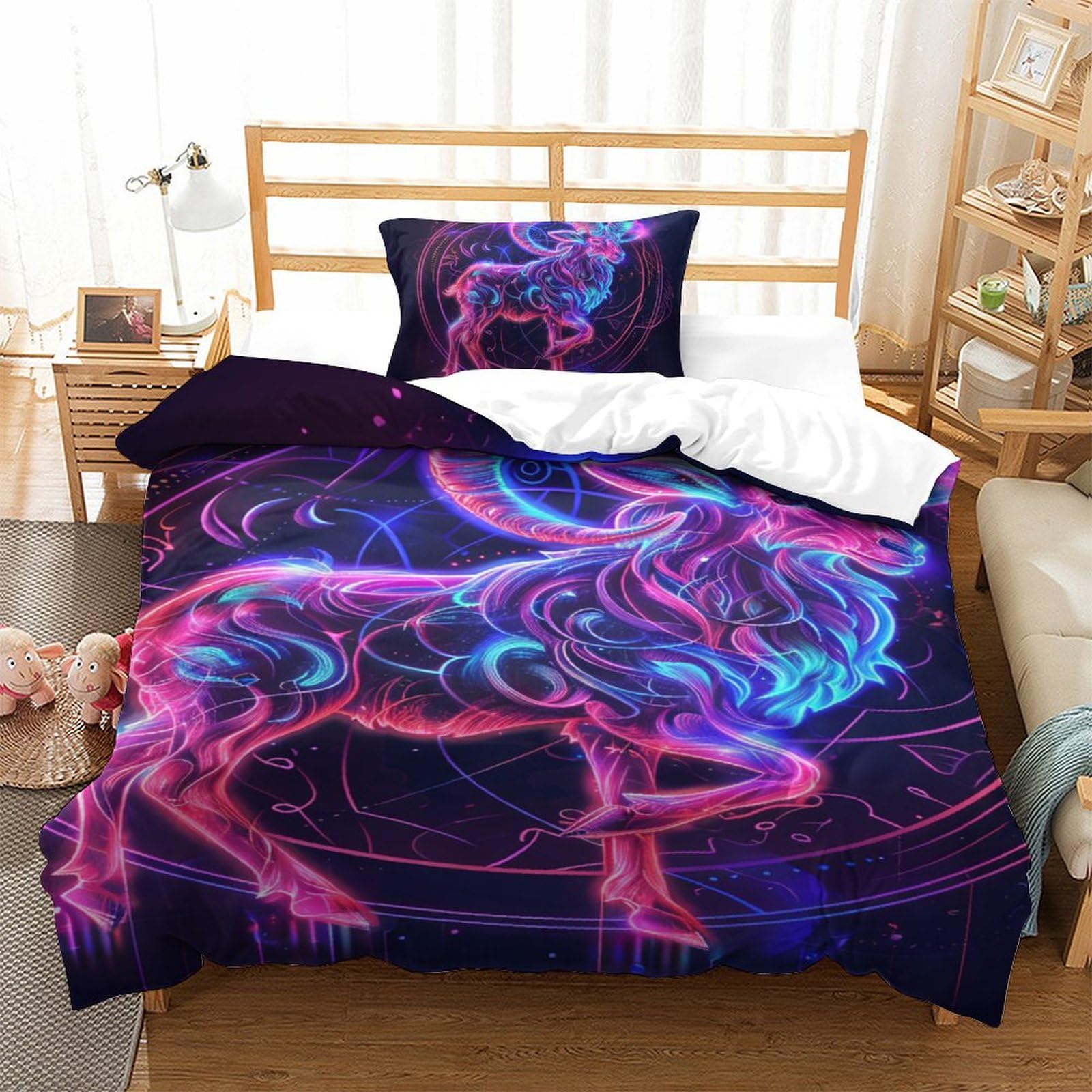 Housse de couette chèvre respirante super douce 3 pièces en microfibre 135x200