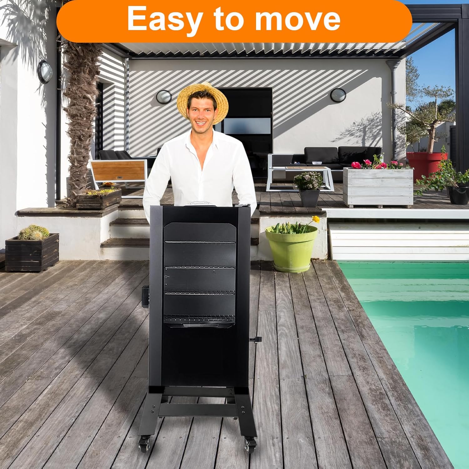 Universal Mobile Stand for Masterbuilt 30 inch & 40 inch Digital Electric Smoker, Leg Extension Kit with Wheels Compatible with 30 inch & 40 inch Masterbuilt Vertical Electric Smoker, All Steel, Black