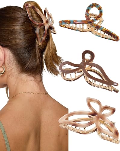 HAIMEIKANG 3 PCs Metal Acrylic Hair Bow Claw Clips - Strong 