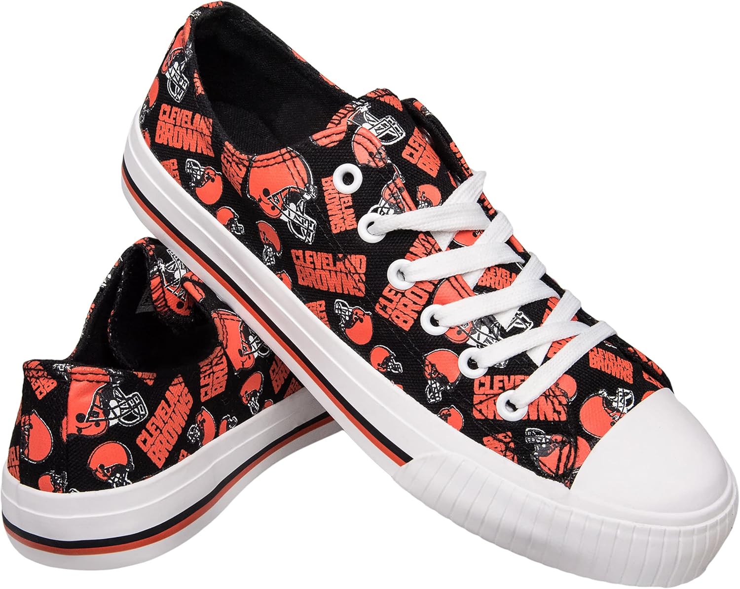 FOCO Cleveland Browns NFL Womens Low Top Repeat Print Canvas Shoes - 6