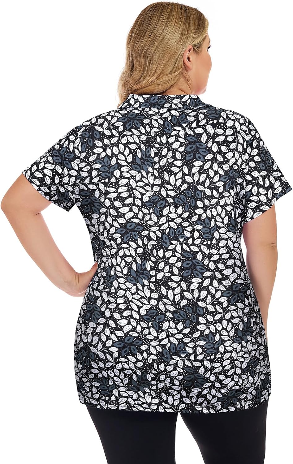 Tanst Sky Womens Plus Size Golf Polo Shirt Loose Fit Short Sleeve Zip Up Workout Athletic Tops - Image 2