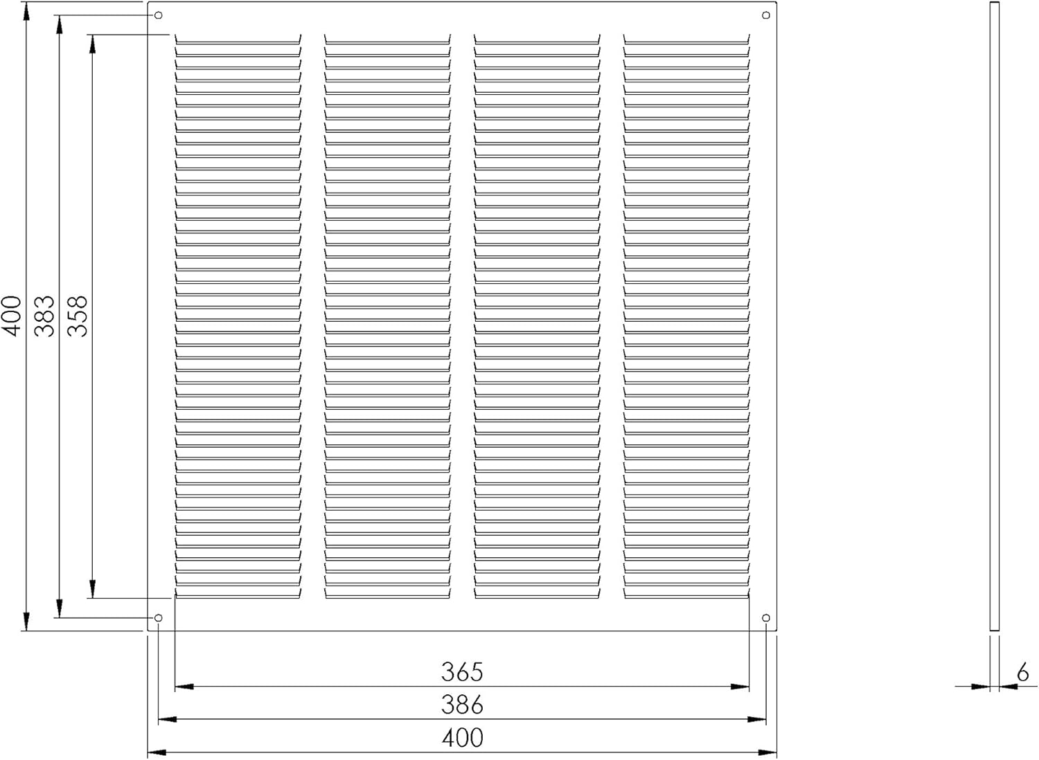 14x14 Vent Cover with Built-in Screen - Black Return Air Grille for Wall or Ceiling - Rectangular Metal HVAC Ventilation Register - Outer Dimensions: 15.75" W x 15.75" H