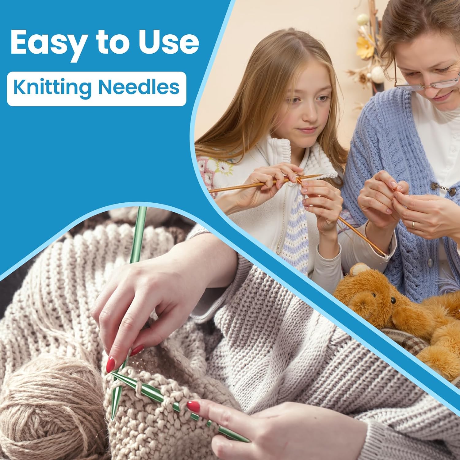Knitting Needles Set 20pcs, 25cm Colored Ultra Light Various Sizes Available Aluminum, 10in Weaving Needles for Handmade DIY Knitting